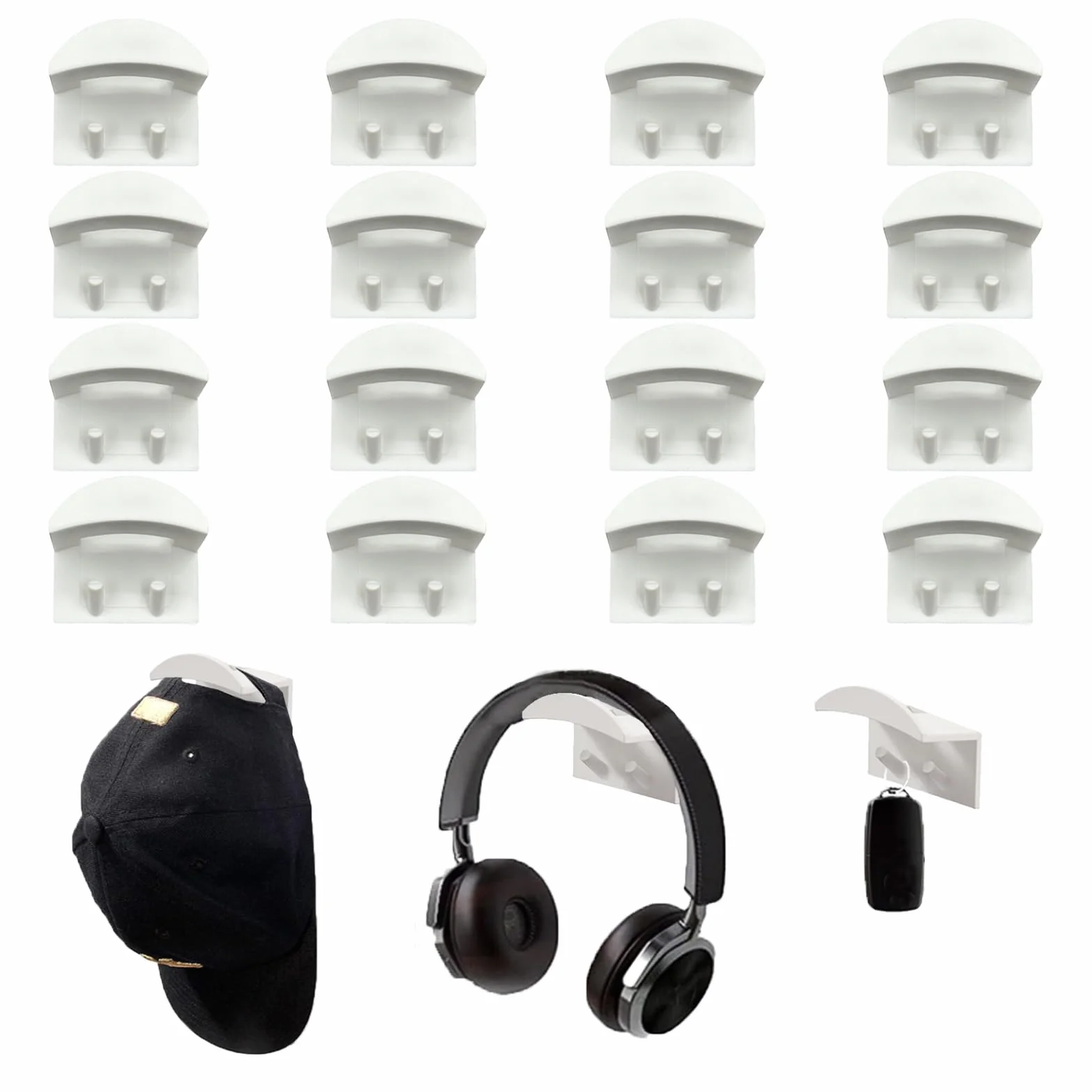 16 unidades de organizador autoadhesivo para sombrero, soporte de pared, soporte para sombrero, gancho para gorras, ganchos para montaje en pared, soporte para sombrero, soporte para gorras de béisbol