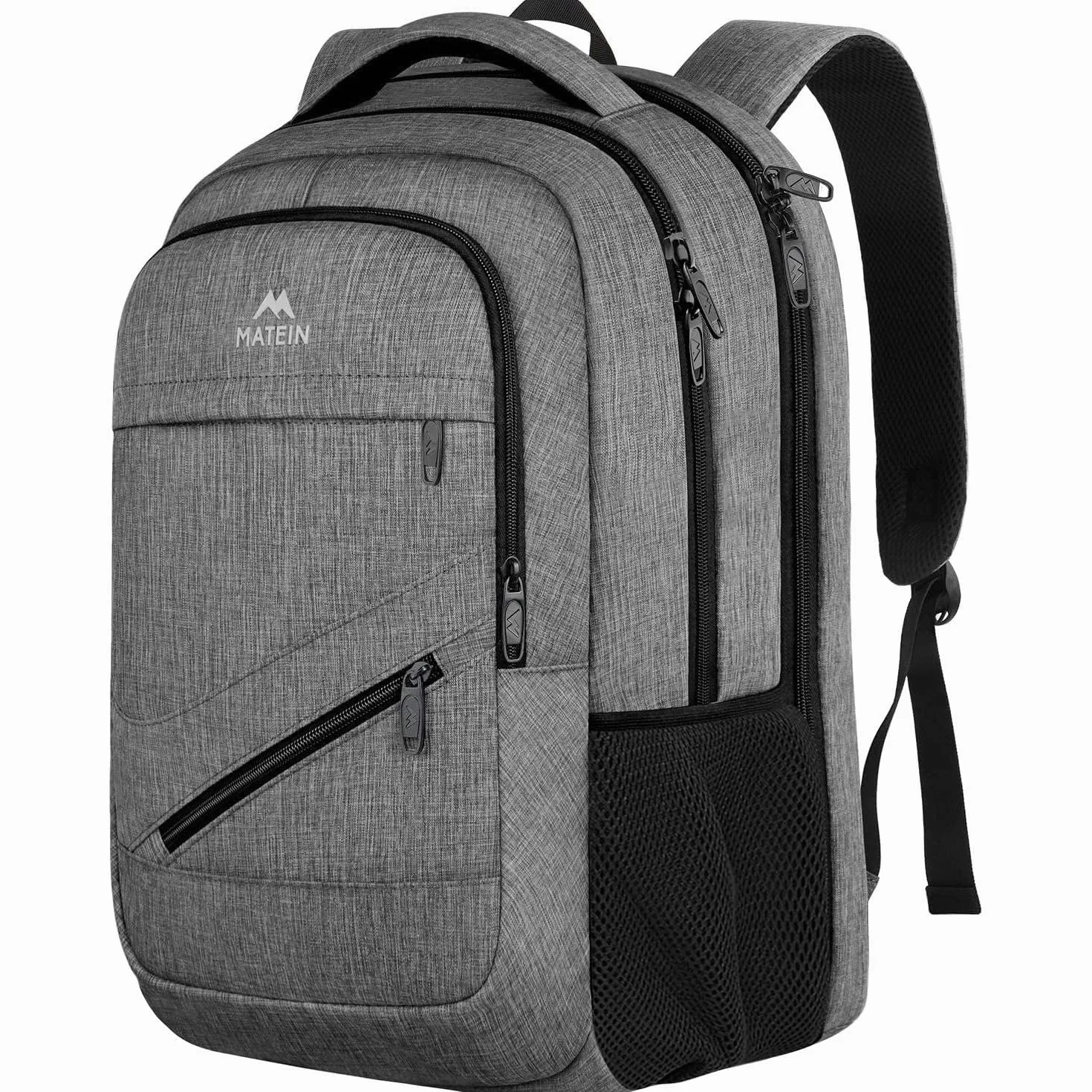 MATEIN Mochila Portátil 17 Pulgadas, Grande Hombre Mochila Impermeable Trabajo Viaje Mochilas para Portatil, Escolares Colegio Antirrobo TSA Backpack para Adolescente Mujer, Gris