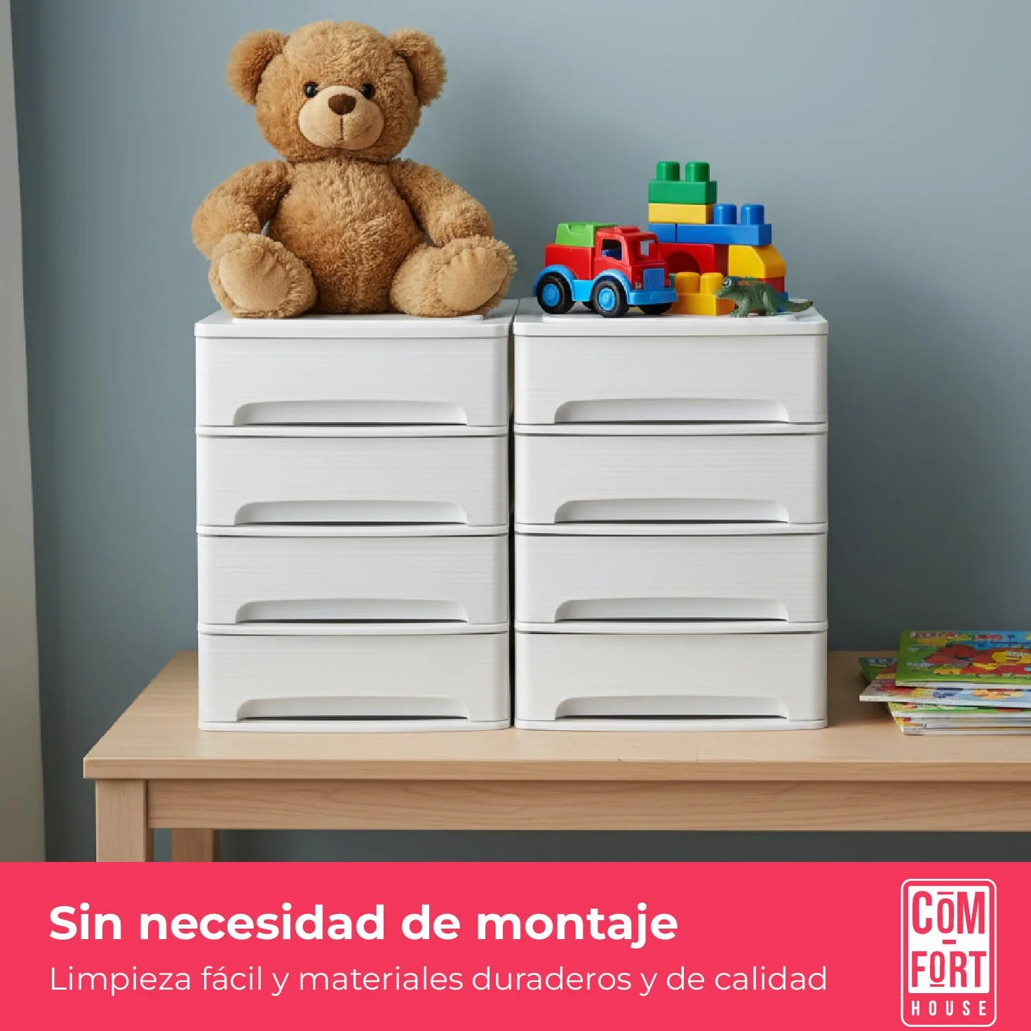 Cajonera Plástico 4 Cajones Blanco Organizador Escritorio Mini Cajonera Documentos 355x265x350 mm
