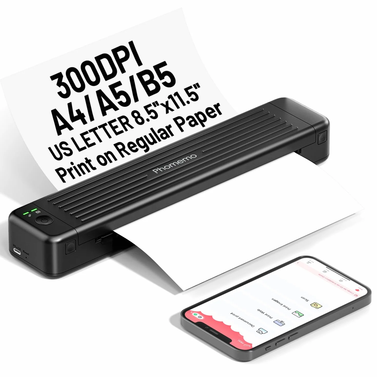Phomemo P831 Impresora Térmica Portátil, Impresora Termica A4 Compatible con Android e iOS para Viajar, Hogar y Oficina, Impresora Portátil Sin Tinta Admite Papel Normal A4