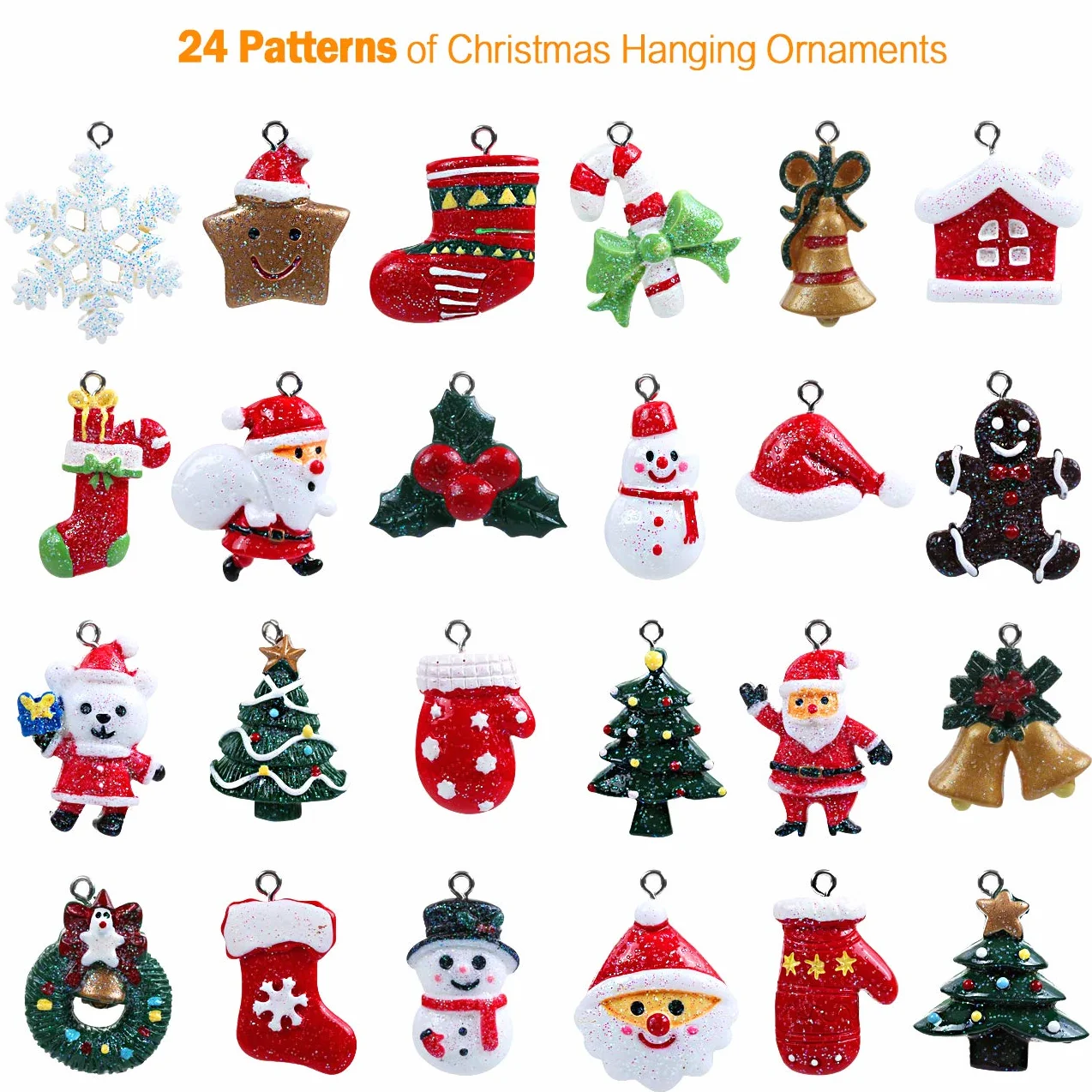 LEMESO Calendario de Adviento Decoración Colgante Árbol Navidad 24 Adornos Bisutería DIY