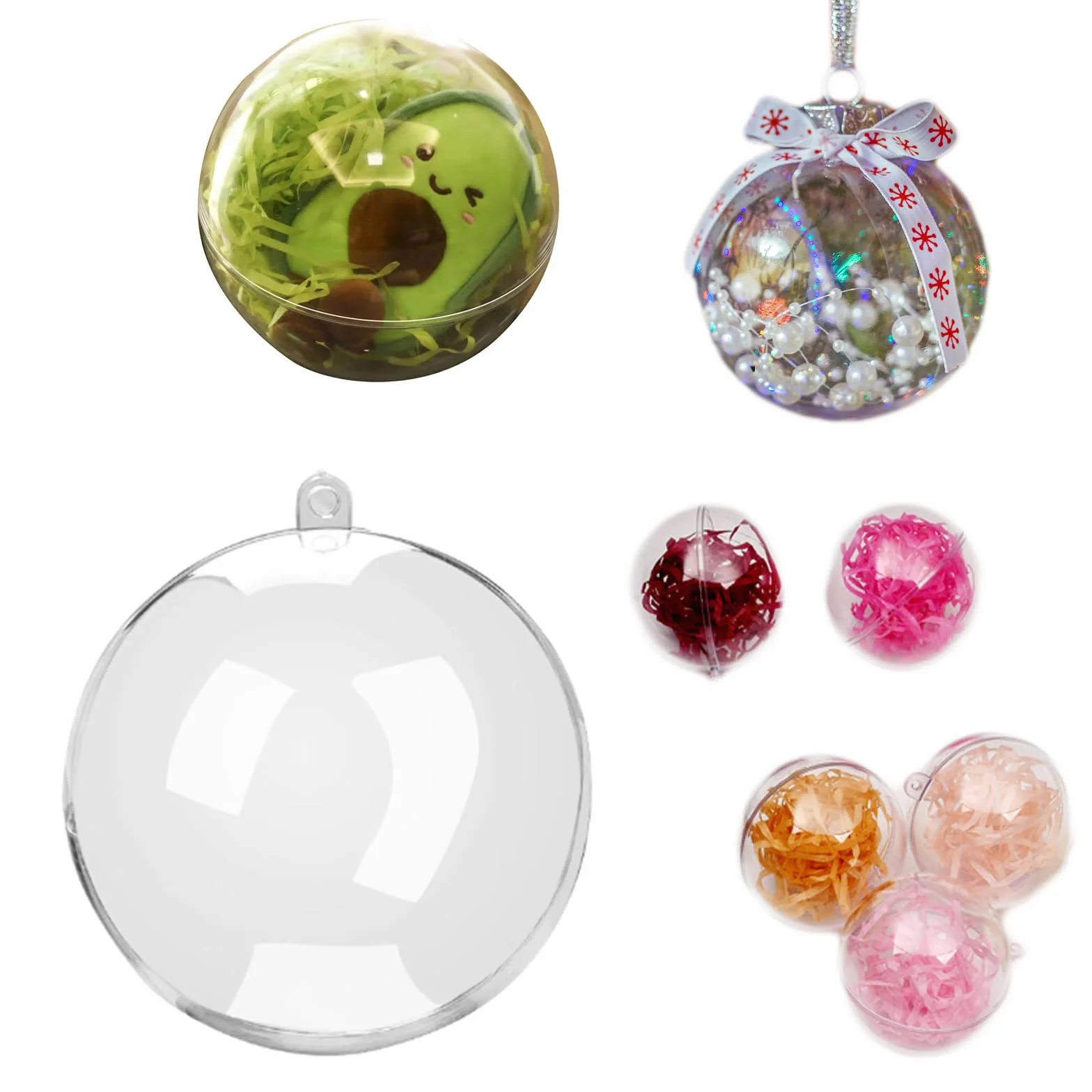 Bolas Acrílicas Transparentes Rellenables, 30 Piezas Plástico para Decoración Navidad Bodas Fiestas