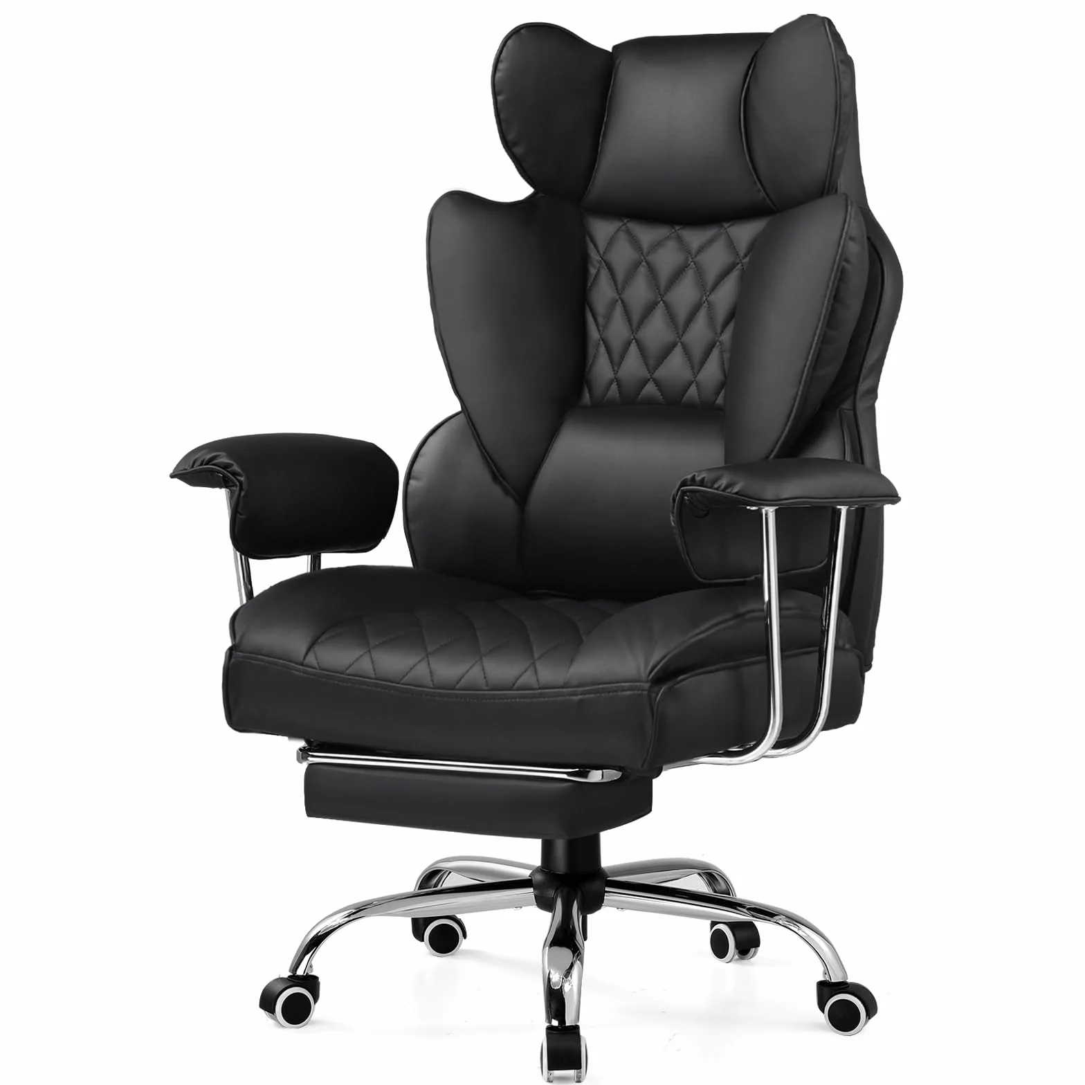 GTPLAYER Silla Gaming Ergonómica Reclinable con Reposapiés, Altura Regulable, Negro
