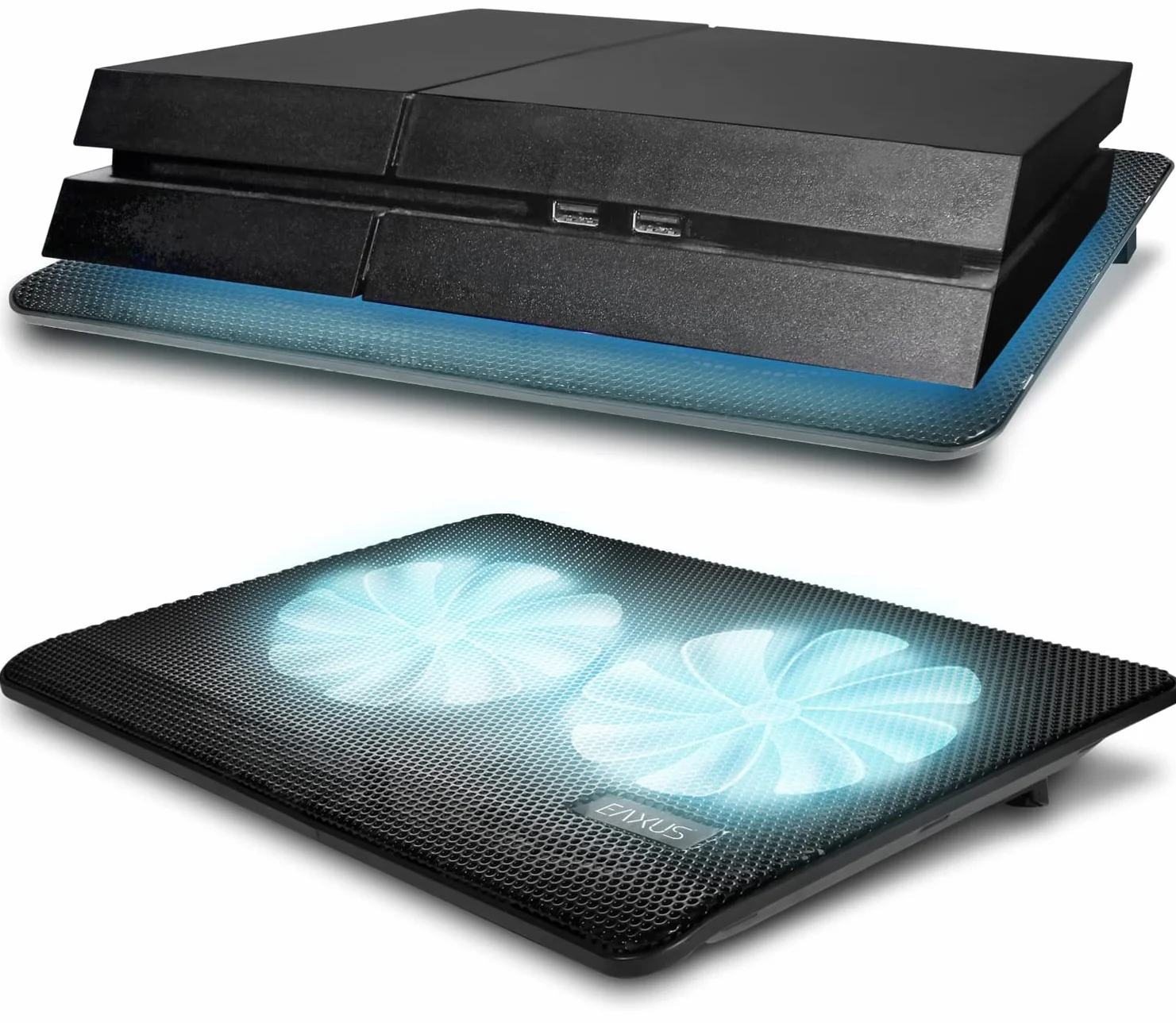 Eaxus® Padeax - Enfriador Premium Adecuado para Portátil/Notebook y PlayStation 5/4 - Soporte de ventilador LED Compatible con PC, PS4, PS4 Pro, PS5 y Co.