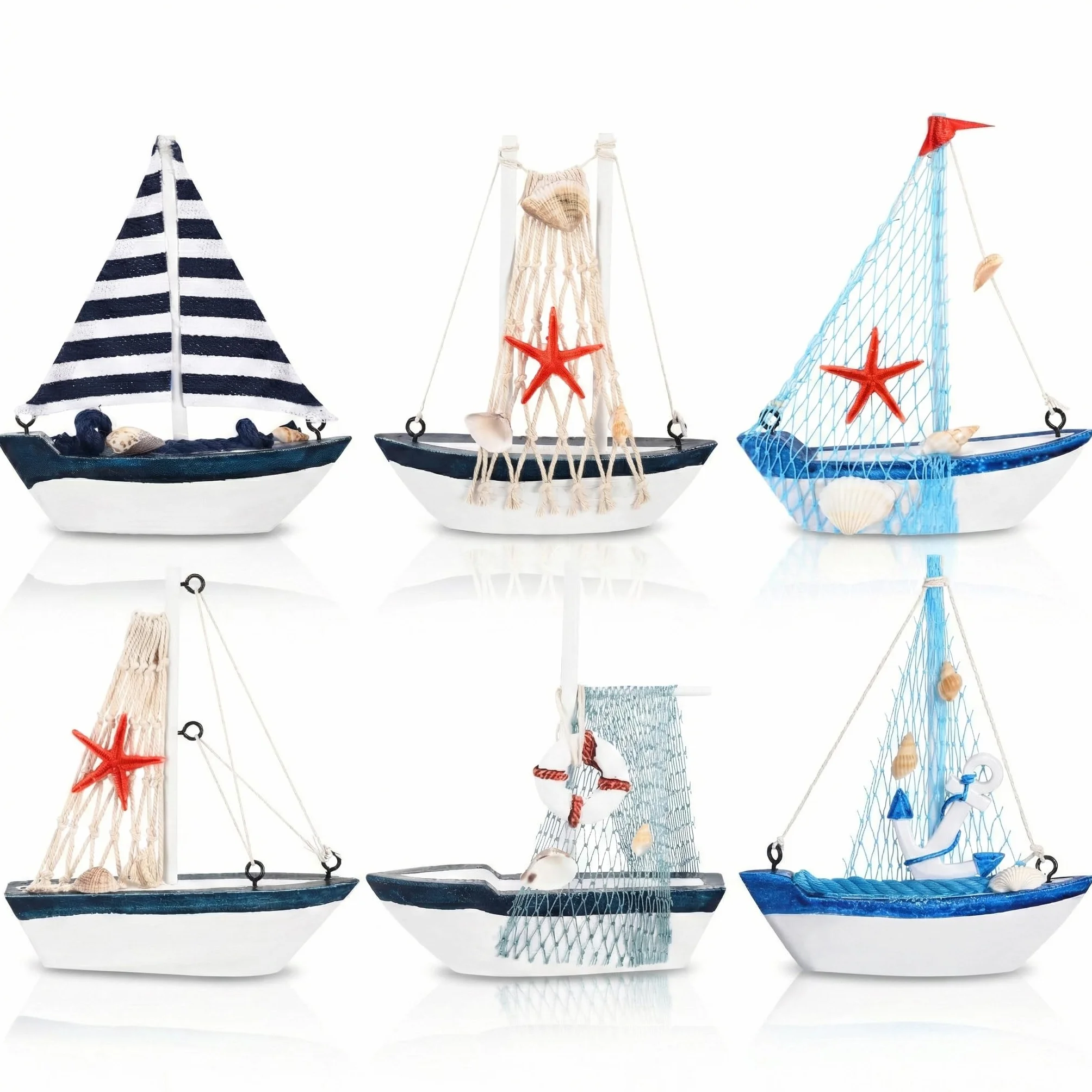 Velas decorativas náuticas hechas a mano azul marino para baño casa 6 unidades