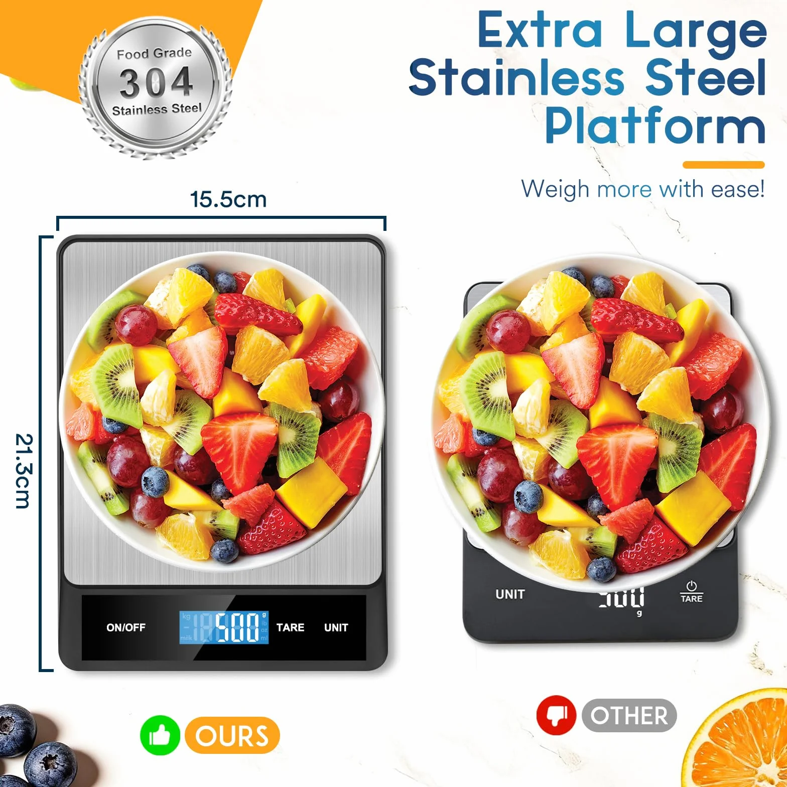 Zivacate Báscula Cocina Digital 5kg/11 lb Precisión 1 g/0,05 oz Acero Inoxidable con Función de Tara