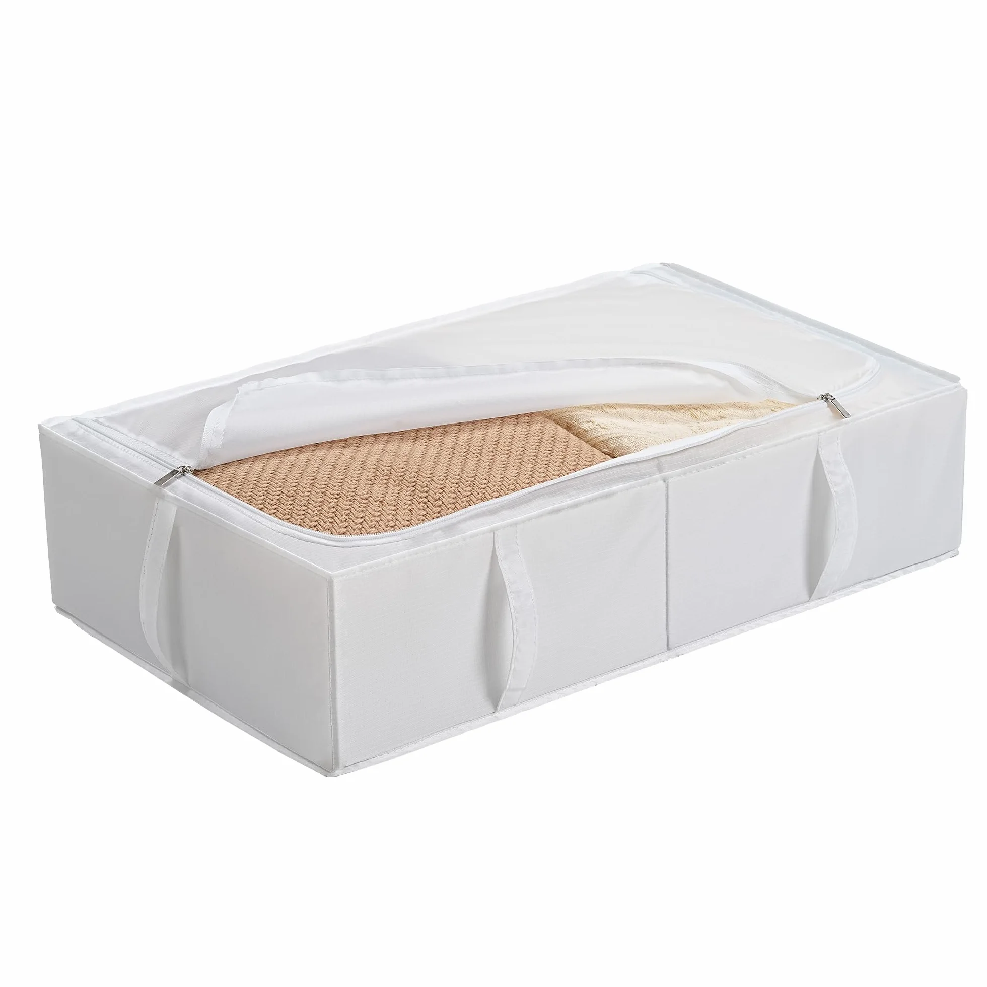 TYEERS Caja de Almacenaje Bajo la Cama con Tapa 70x42x18 cm Paquete de 4 Blanco