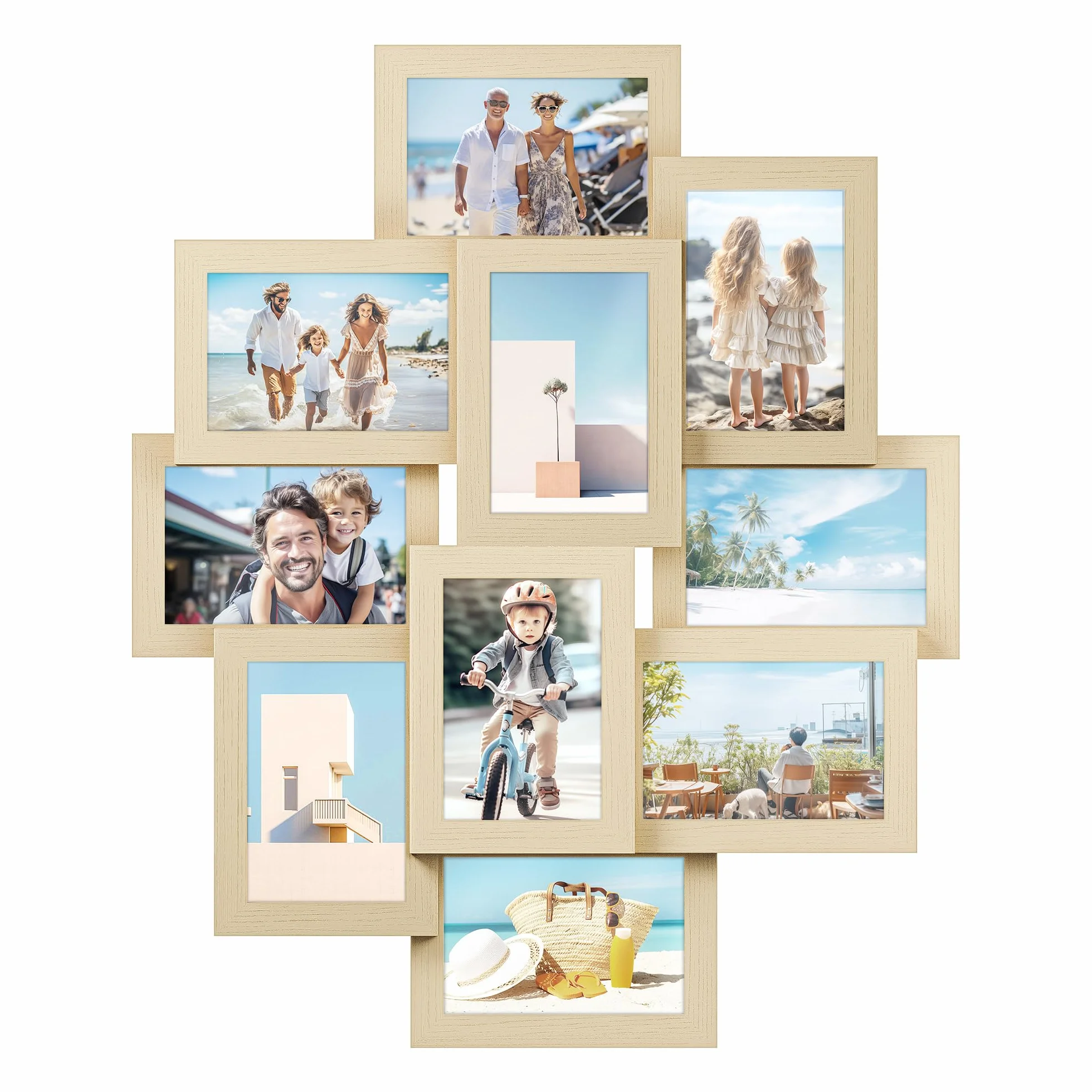 SONGMICS 10 Marcos de Fotos 10x15 cm para Pared Decoración Beige Natural