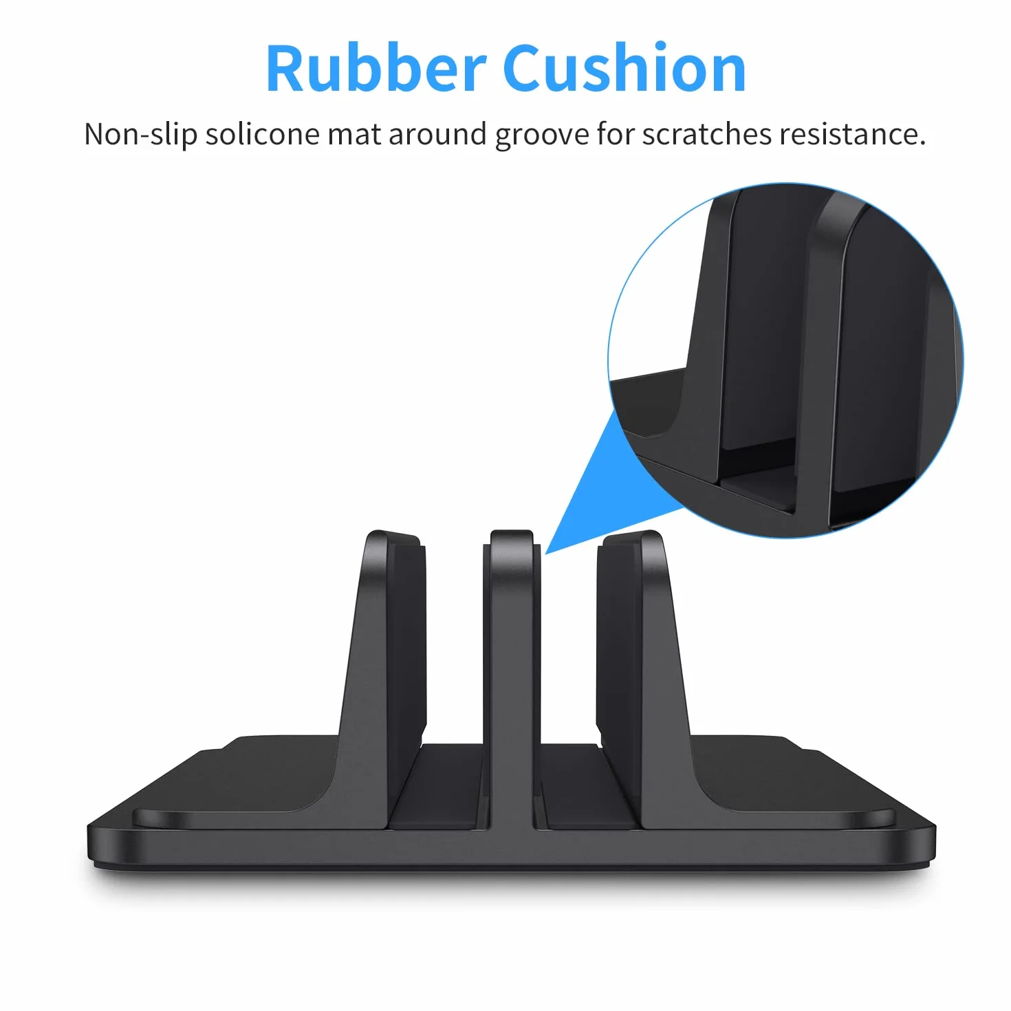 Soporte Portátil Vertical Dual, Vertical Soporte para Ordenador Portatil de Aluminio con Base Ajustable para Macbook Pro Air, HP, DELL, Surface, Lenovo y Otros Portatiles, Laptop Stand (Negro)