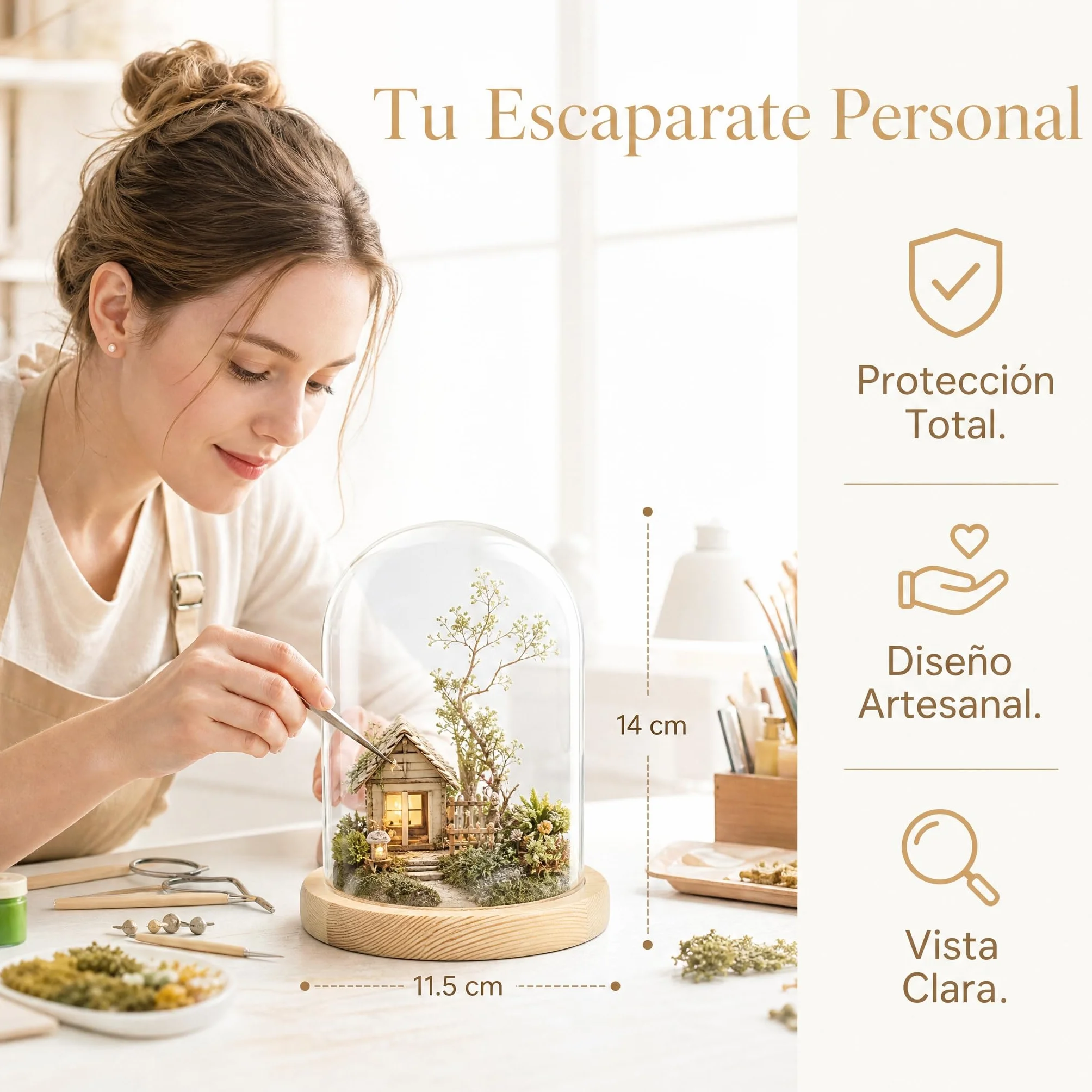 FOMIYES Transparent Glass Flower Dome with Wooden Base 4x5.5 Inch Home Decoration Valentines Gift