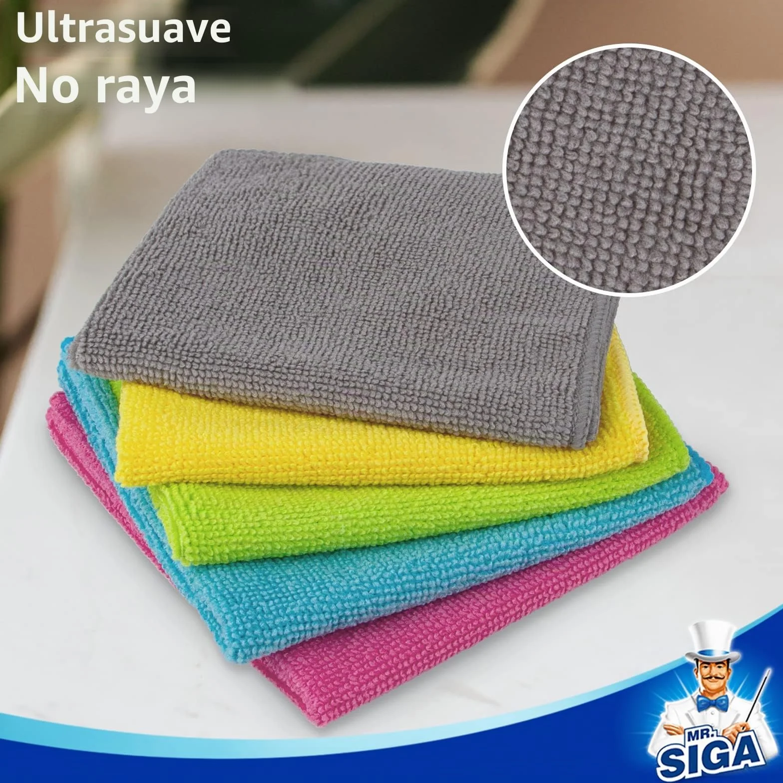 MR.SIGA Paño de Limpieza de Microfibra, Toallas Multiuso, Paquete de 50