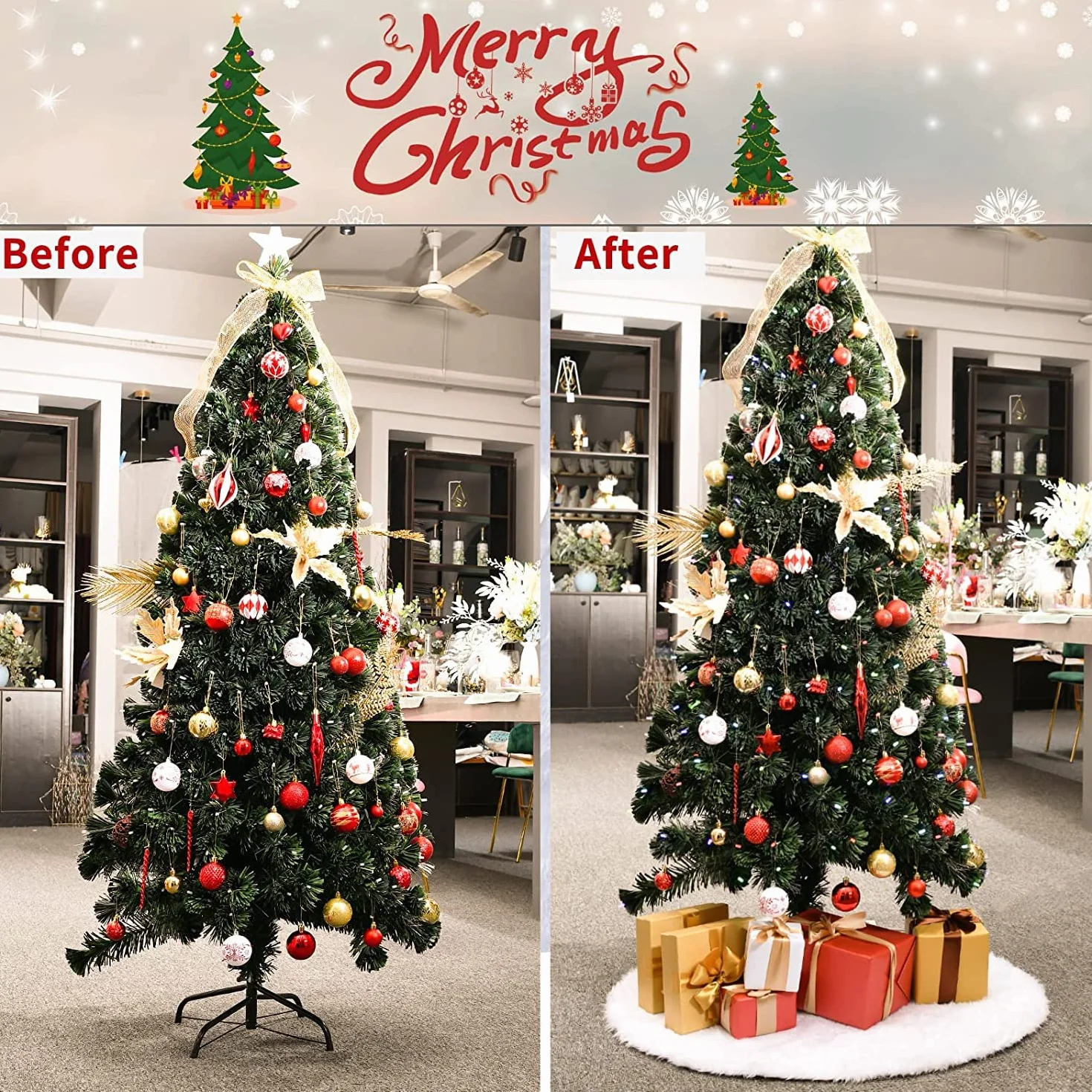 Falda De árbol De Navidad, Blanco Como La Nieve Felpa Gruesa Cubierta De La Base Del árbol De Navidad Alfombra Del Piso 78CM