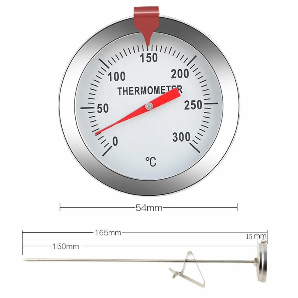 Termómetro de acero inoxidable para alimentos, sonda 15 cm, 0-300°C, lectura de esfera
