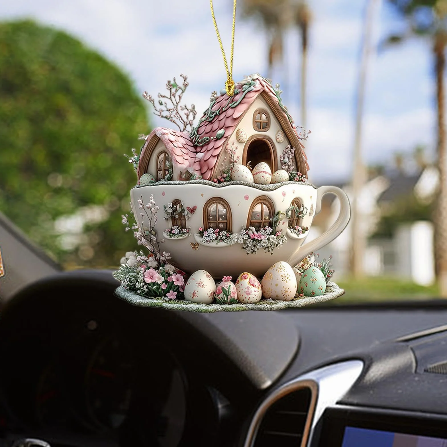 Adornos de Pascua Conejito Decoración Casa Taza de Café Acrílico Primavera