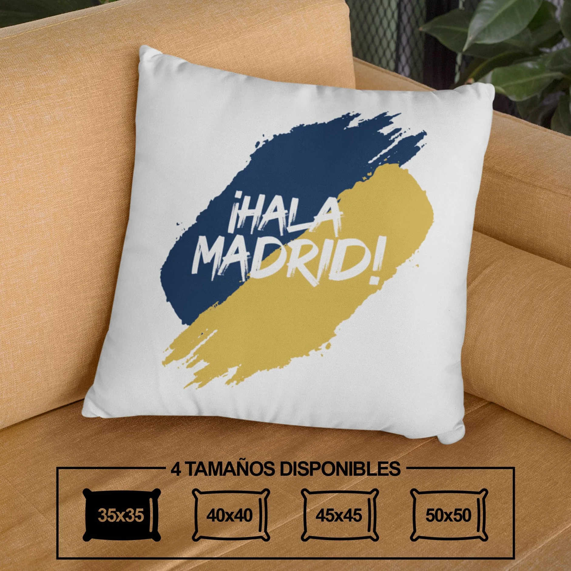 Cojín Personalizado Fútbol Doble Cara 40x40 cm Regalo Aficionados Madrid