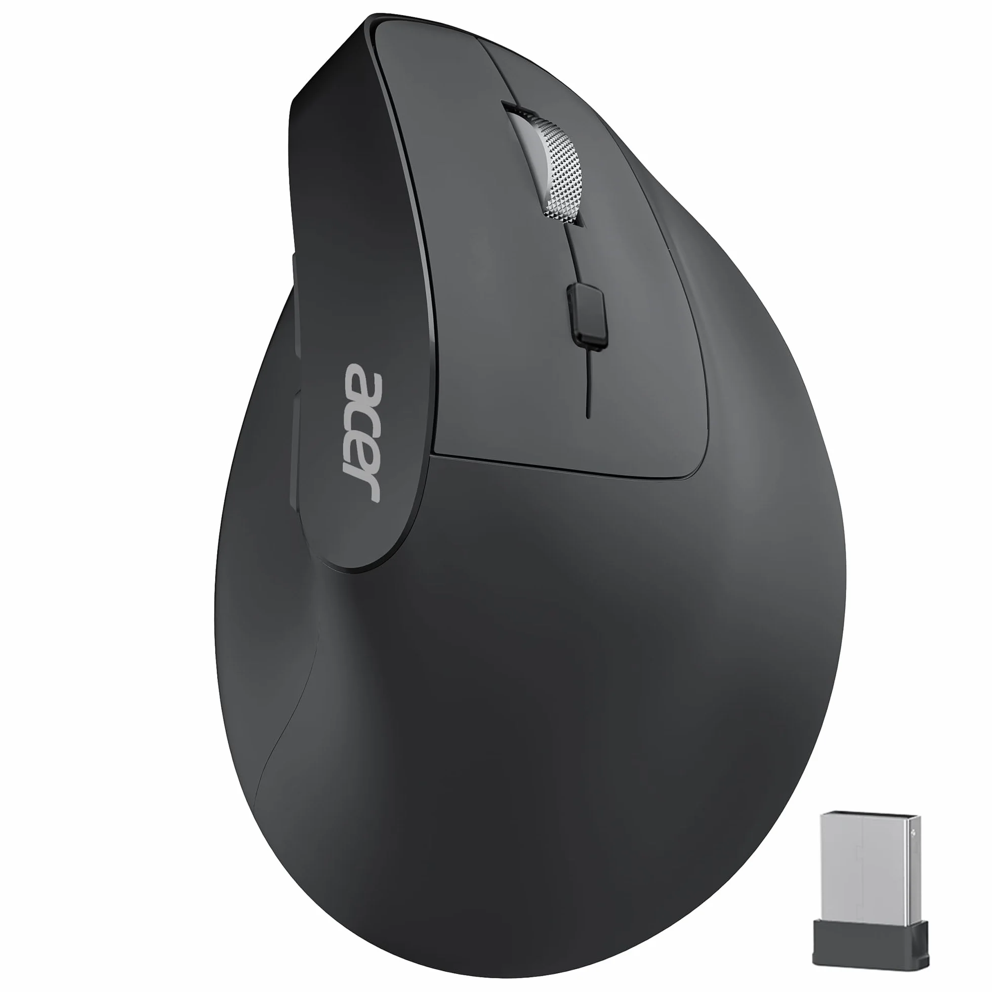 Acer Ratón Inalámbrico Ergonómico, Ratón Vertical Recargable 2,4GHz con 3 dpi Ajustables, 6 Botones, Mouse Ergonómico de Oficina Wireless Mouse Vertical para Windows, Mac OS, Linux, Chrome OS, etc.