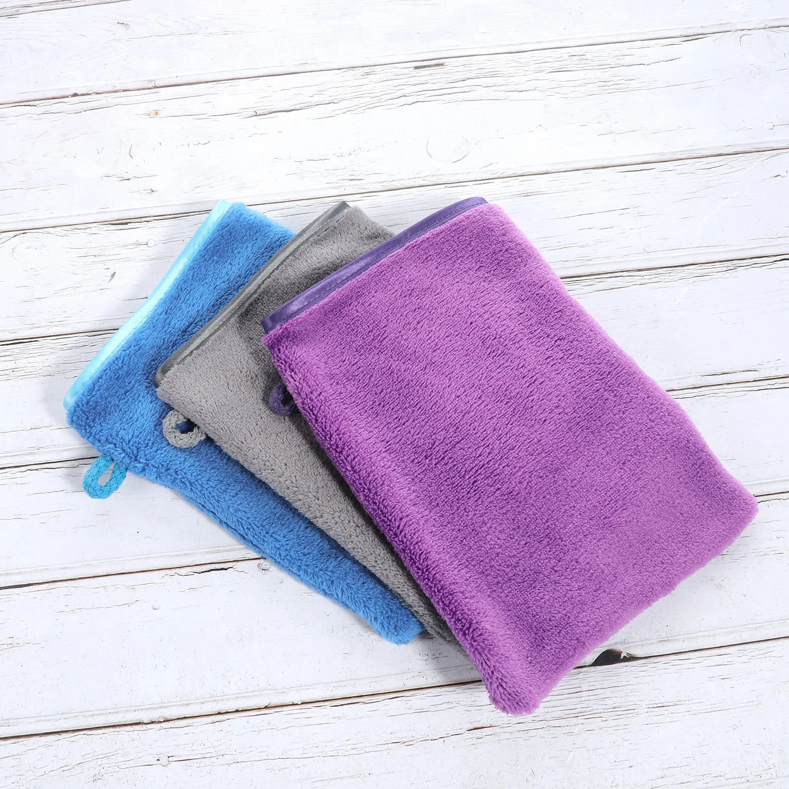 Guantes de lavado de microfibra 20x15 cm para cara y cuerpo, fuerte absorción de agua, desmaquillante
