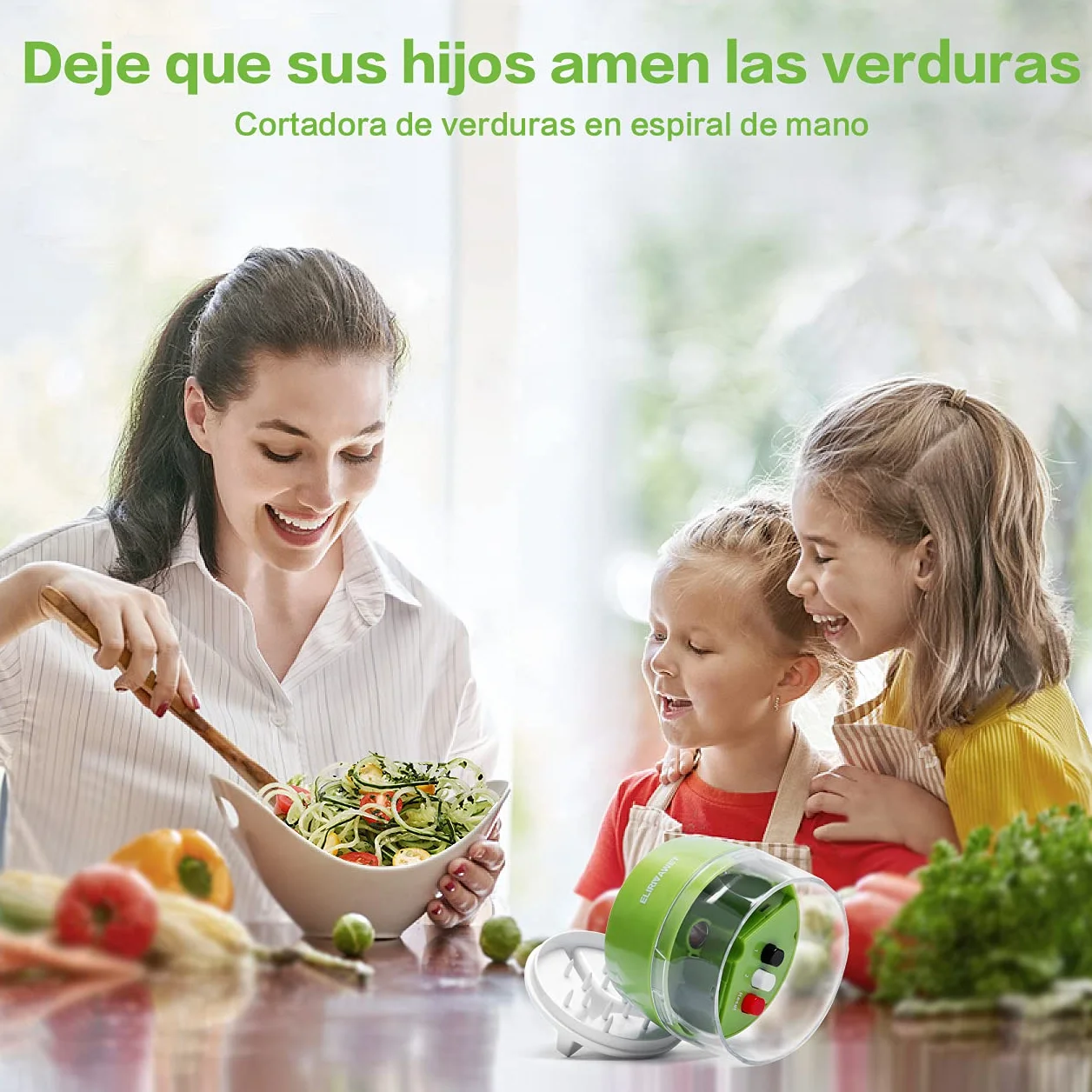 Cortador de Verdura 4 en 1 Rallador Espiralizador Manual