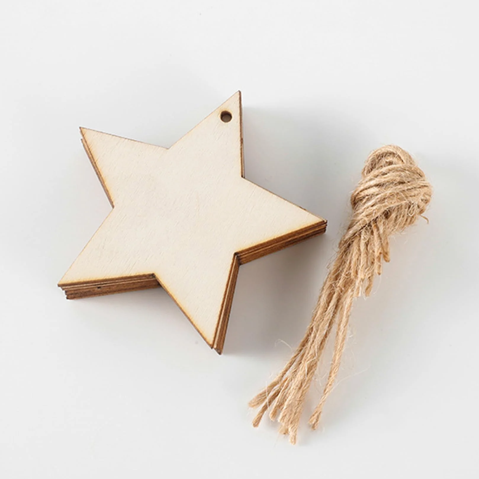 Estrellas de Madera Manualidades 40 Pcs Sin Acabado para Bricolaje Tallado Grabado Láser Pintura con Cuerda de Yute