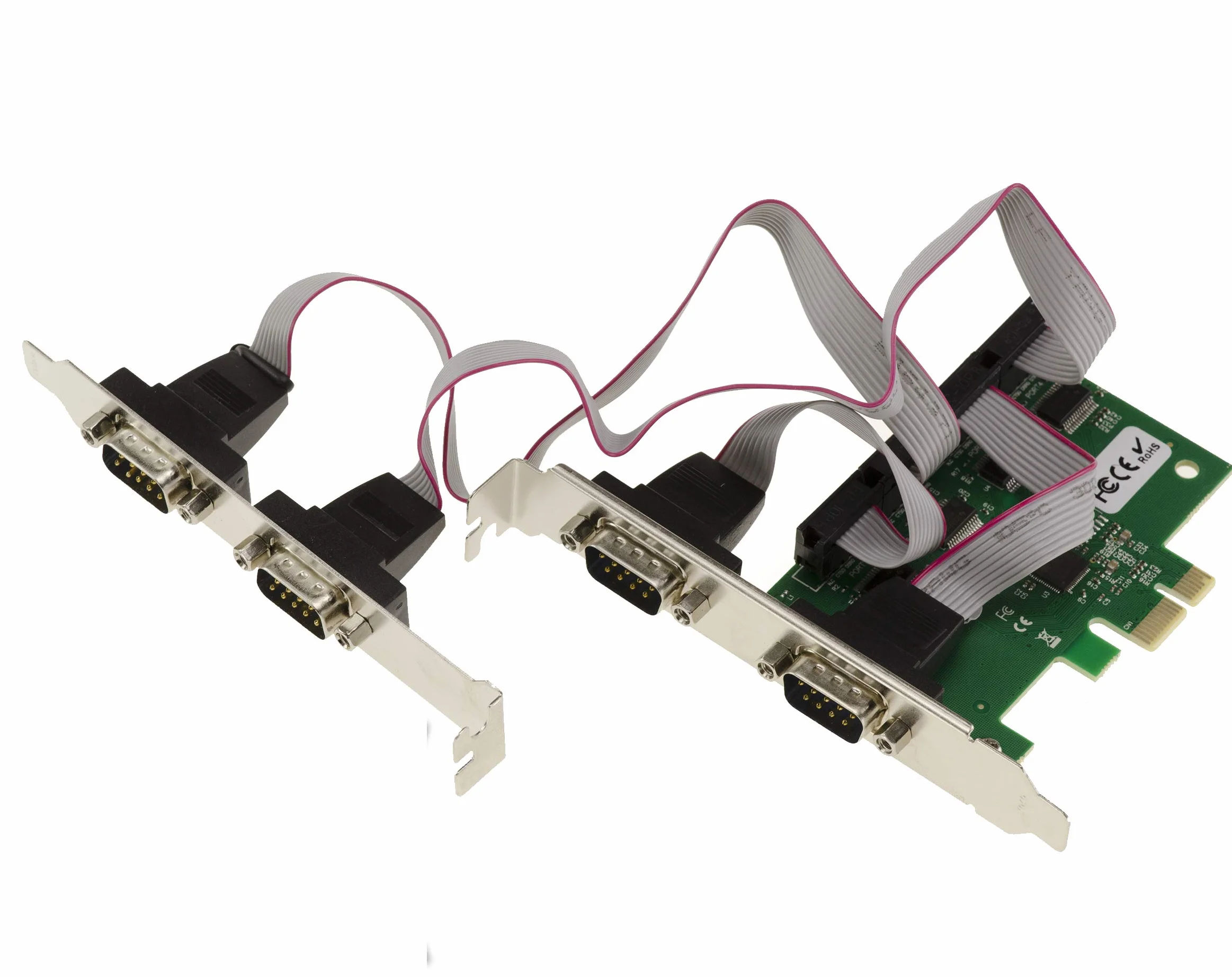 KALEA-INFORMATIQUE Tarjeta controladora PCI Express PCIe Serial RS232 de 4 Puertos con chipset ASIX AX99100. con Soportes de Perfil bajo y Alto