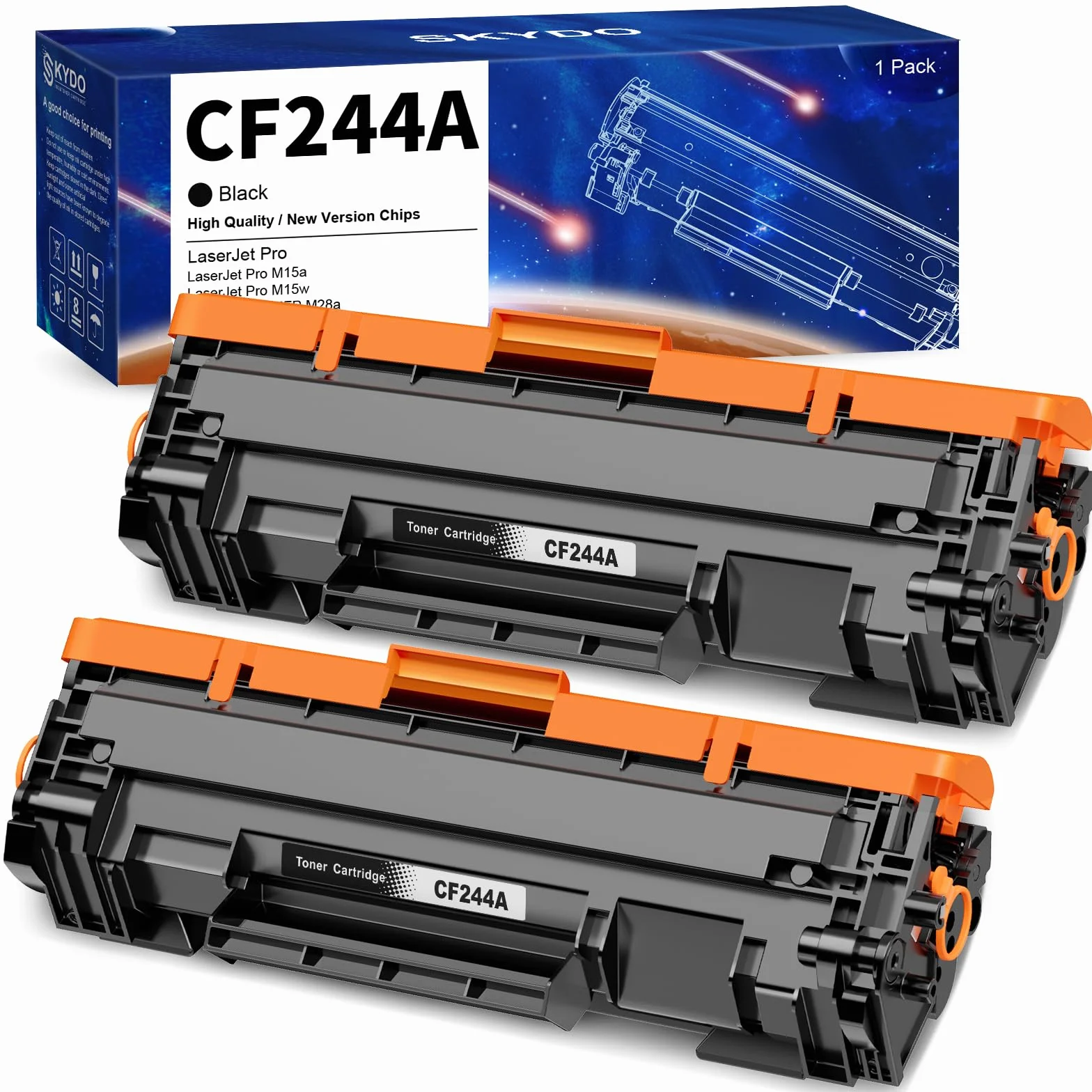 CF244A 44A Cartuchos de Tóner Compatibles para HP 44A CF244A Tóner para HP LaserJet Pro M15a M15w, MFP M28a M28w Impresora (2 Negro)