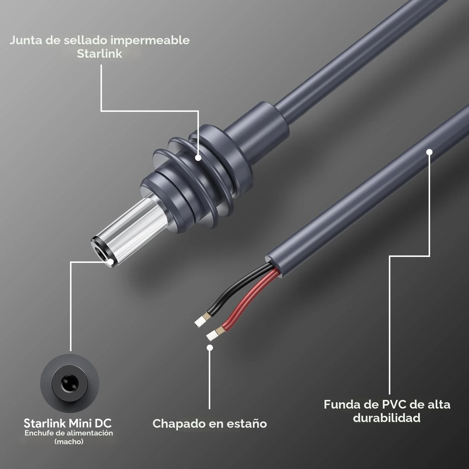 XLTTYWL Starlink Mini Adaptador 12V 144W 12V a 48V 3A DC Cable 5x2.1mm para Mini Star Link Dishy