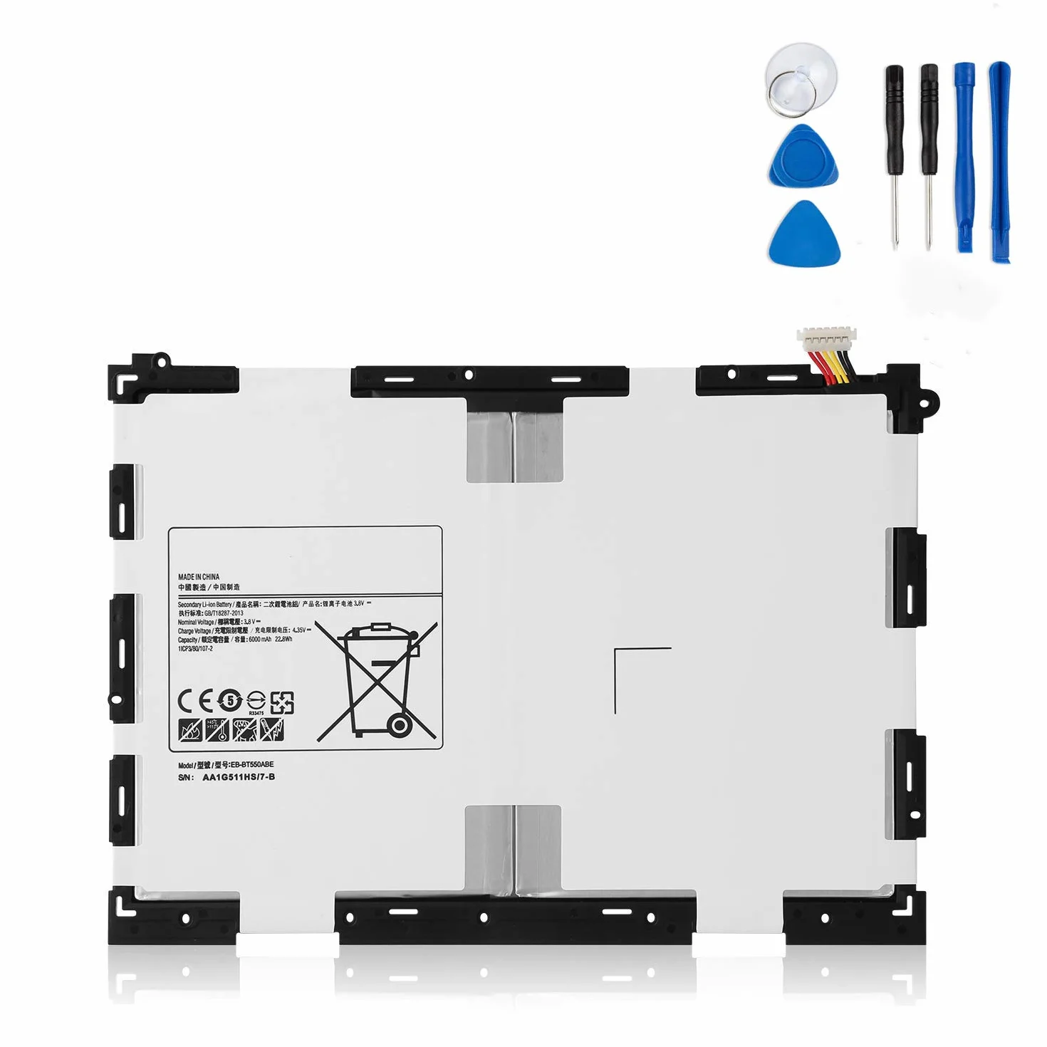 EB-BT550ABE (3.8V 22.8Wh 6000mAh) Tablet Baterías para Samsung Galaxy Tab A 9.7 SM-T550 SM-P550 SM-T555C SM-T555 SM-P351 Series EB-BT550ABA AA1G511HS EB-BT550 with Tools