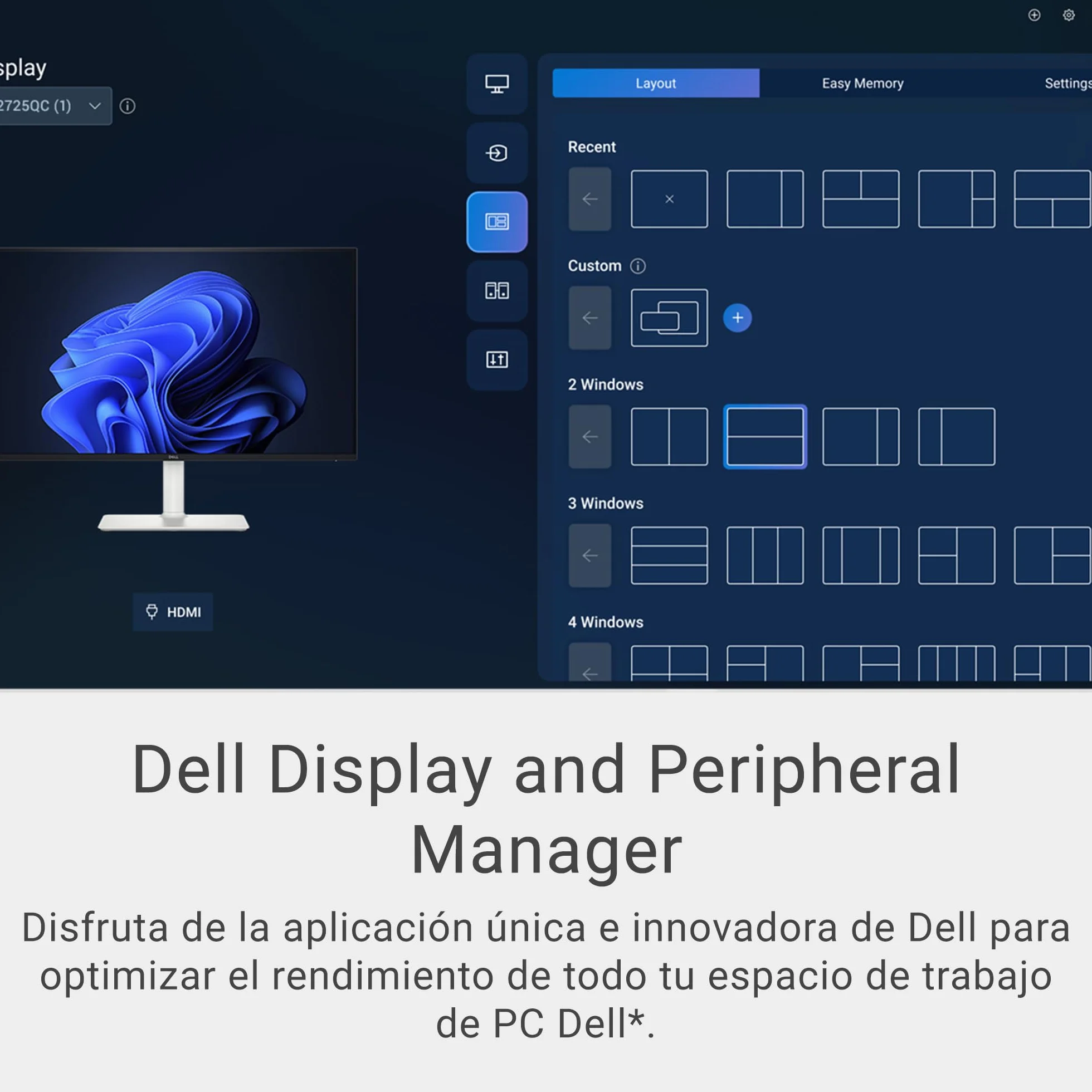 DELL 27 Plus USB-C Monitor S2725QC 4K UHD 3840x2160 120Hz IPS AMD FreeSync Premium 99% sRGB Ajuste de Altura Altavoces Integrados