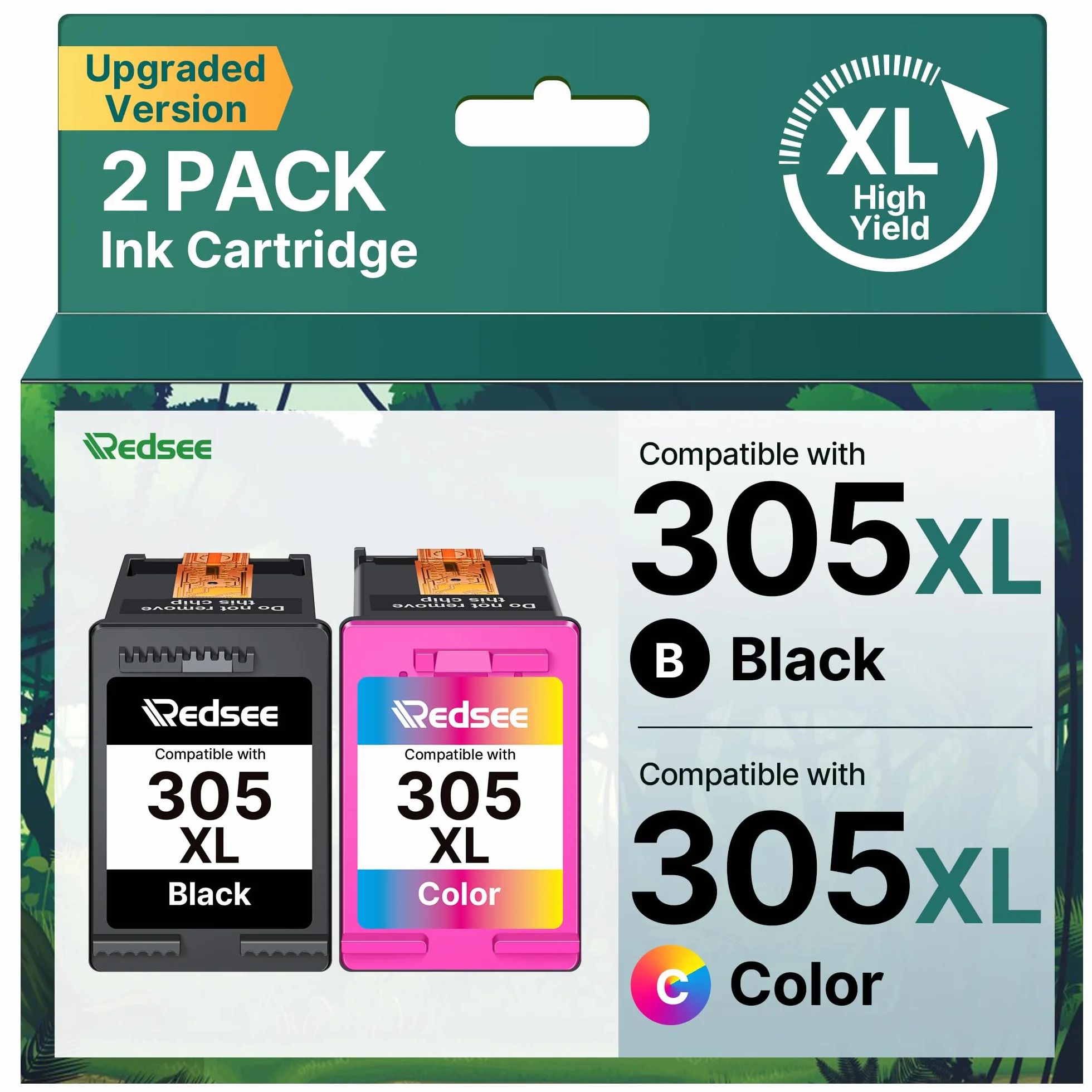 Tinta 305 XL Cartuchos de Tinta 305XL Negro y Ccolor Remanufacturado para HP 305 Tinta para HP DeskJet 2720 2700 2721 2820 2800 2821 2723 2822 Envy 6022 DeskJet Plus 4120 4200 4100(Pack de 2)