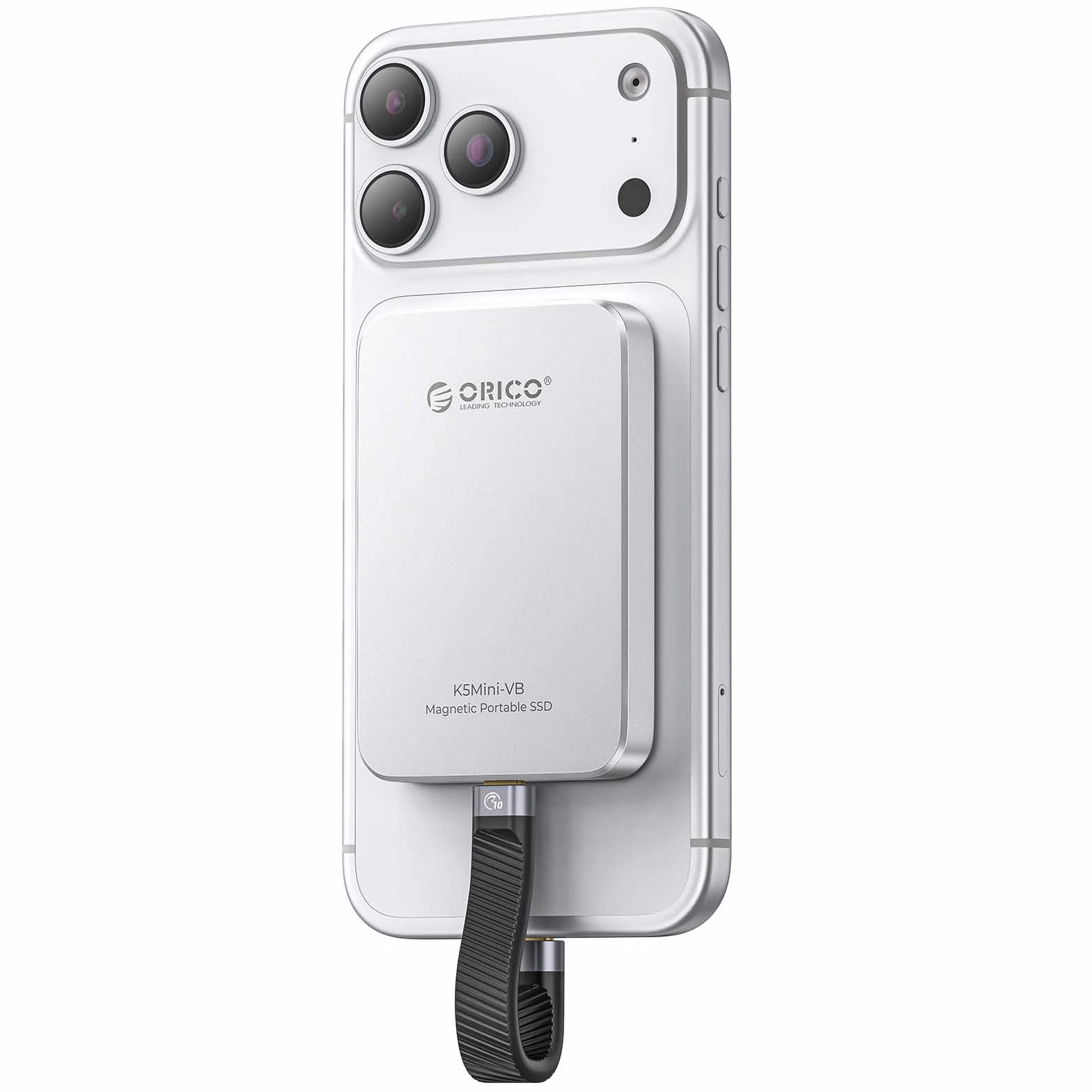 ORICO 480GB SSD Externo magnético, aleación de Aluminio, hasta 460MB/s, Disco Duro Externo ssd, amplía el Almacenamiento para iPhone 17 Pro MAX, Compatible con MagSafe, Smartphones USB‑C – K5MINI
