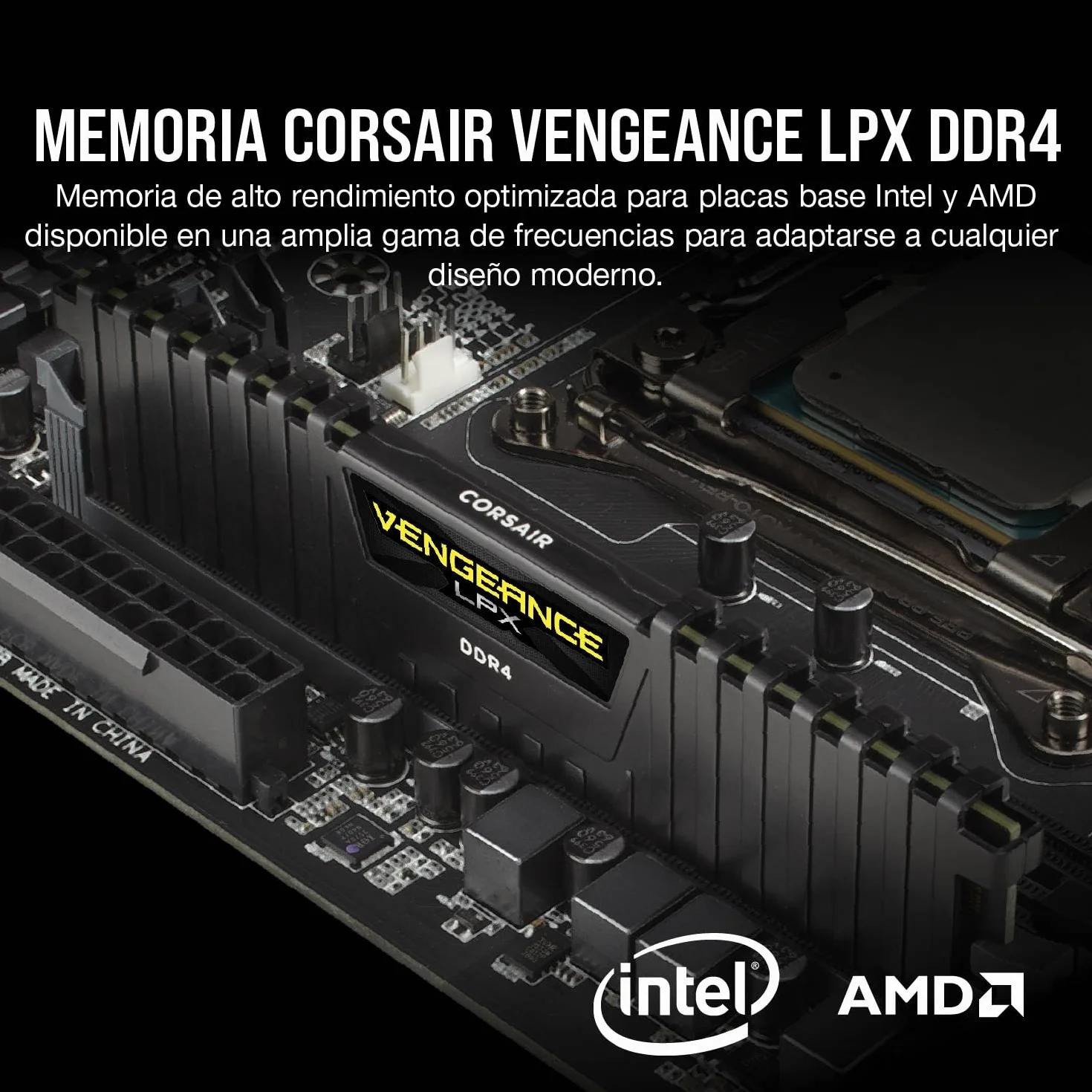 CORSAIR Vengeance LPX DDR4 RAM 32GB (2x16GB) hasta 3200MHz CL16-20-20-38 1.35V Intel AMD Memoria de Ordenador de Sobremesa - Negro (CMK32GX4M2E3200C16)