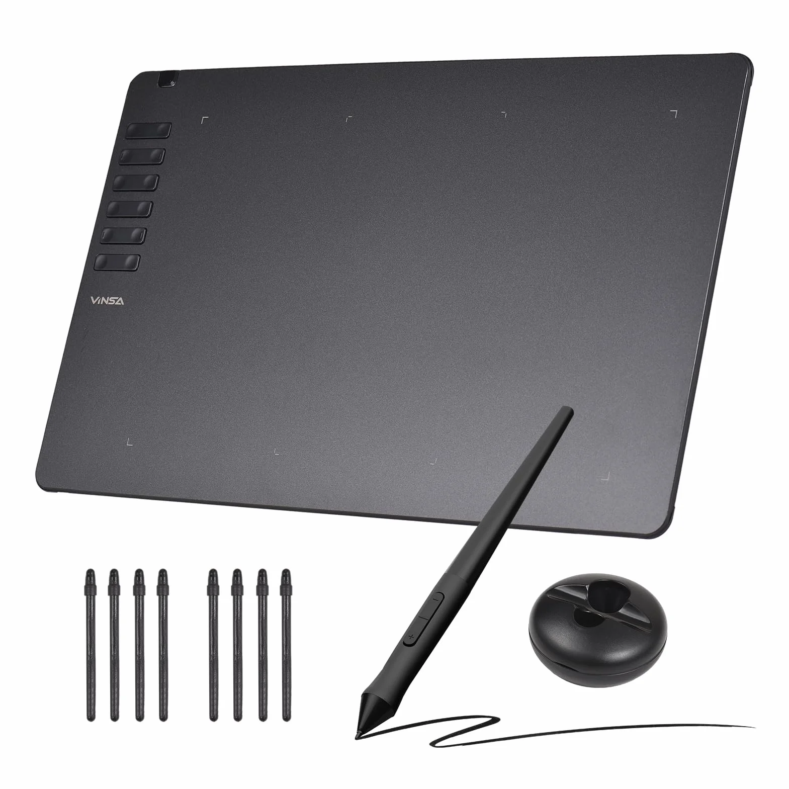 Generic Pen Tablet 16384 Niveles de Presión Tableta de Dibujo Gráfico con Lápiz óptico sin Batería con 10 Teclas de Acceso Directo para Artistas OTG 9,8 "x 6,1" (3)