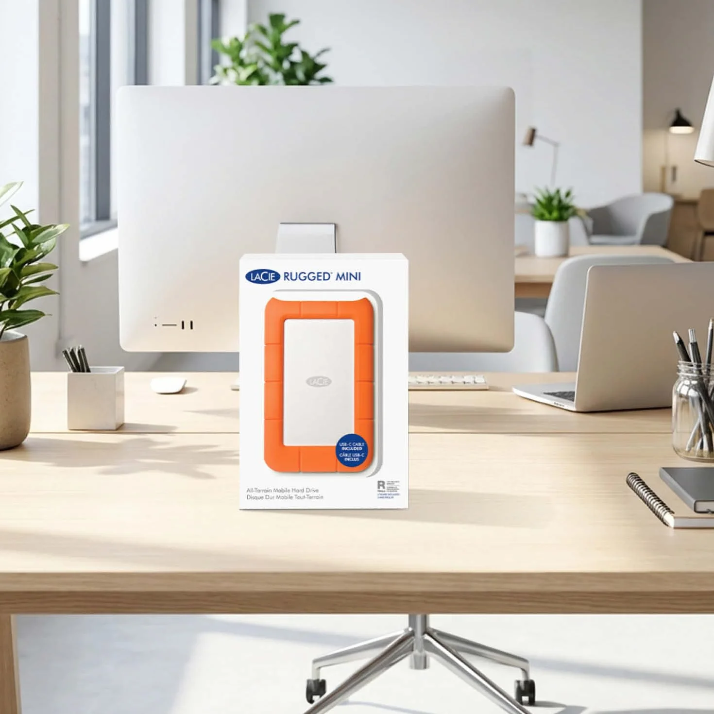 LaCie Rugged Mini 2TB, disco duro externo portátil, 2.5", para PC Mac iPad & iPhone, Data Rescue Services (LAC9000298)