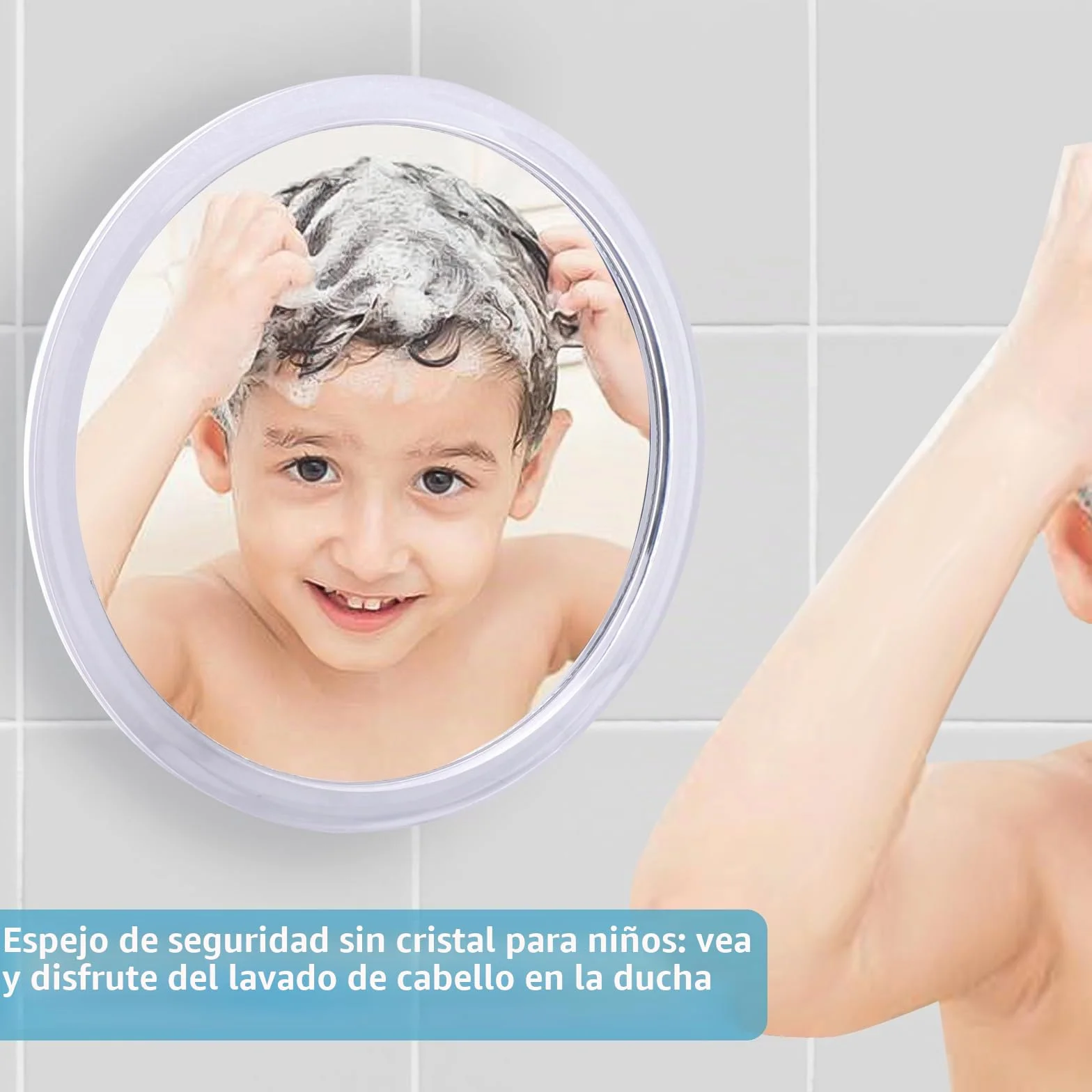 Espejo de Ducha sin Niebla antivaho inastillable con 3 Ventosas Extraíbles para Afeitado y Maquillaje
