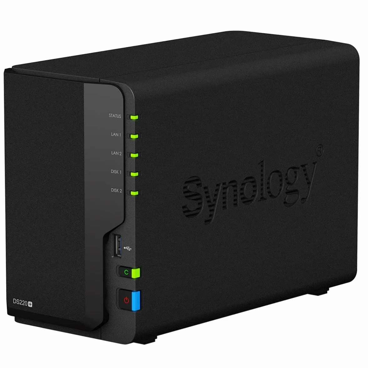 Synology Solución NAS de Escritorio DS220+ de 28 TB de 2 bahías, instalada con 2 Unidades Toshiba N300 de 14 TB