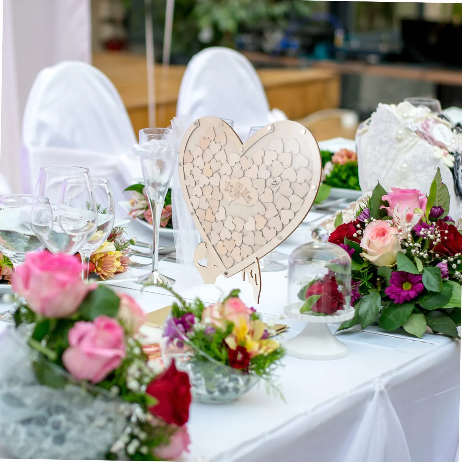 COLLBATH Letrero de Libro de Visitas de Boda Decoración en Forma de Corazón Personalizado para Baby Shower