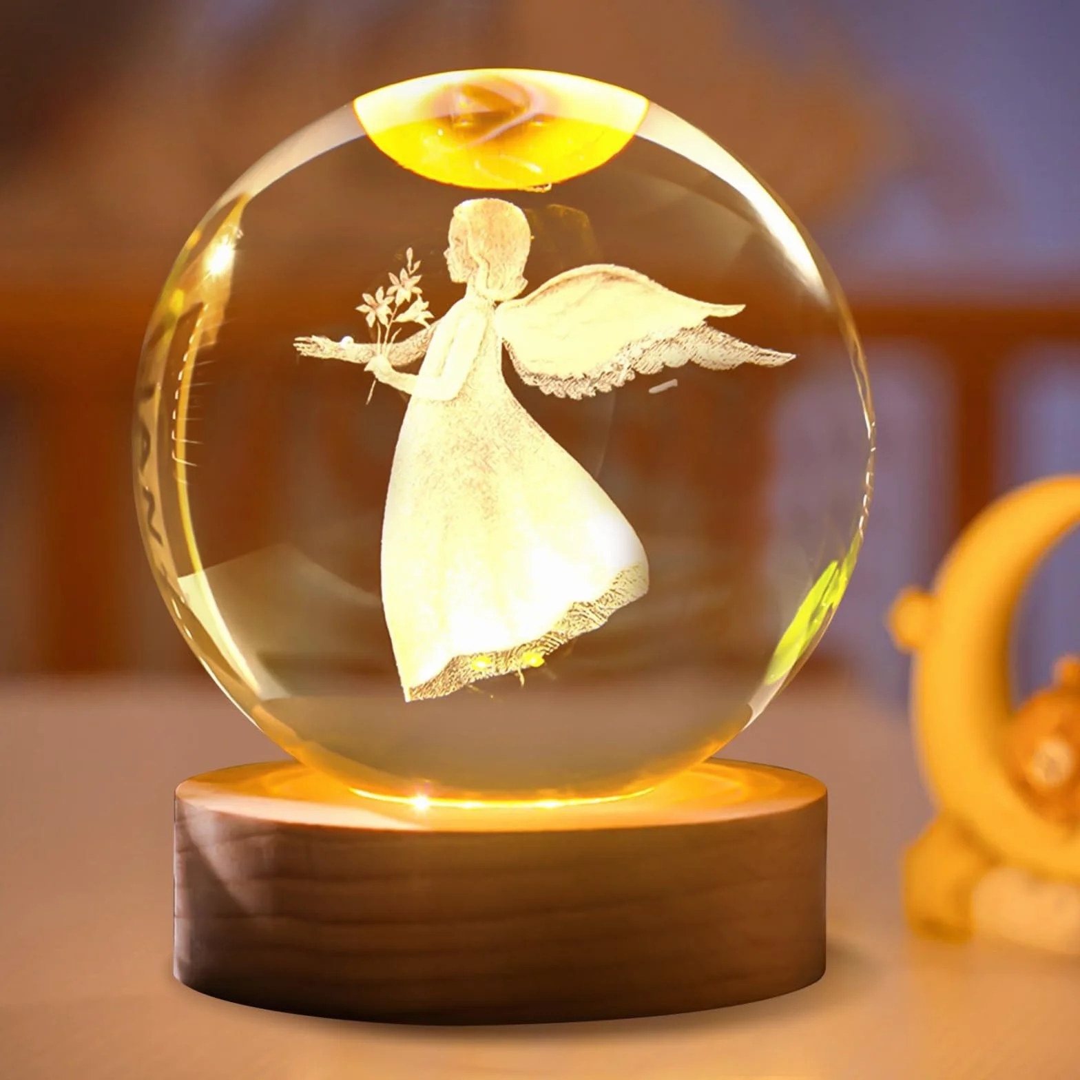 Globo de nieve decoración navideña amuleto de la suerte lámpara de bola de cristal