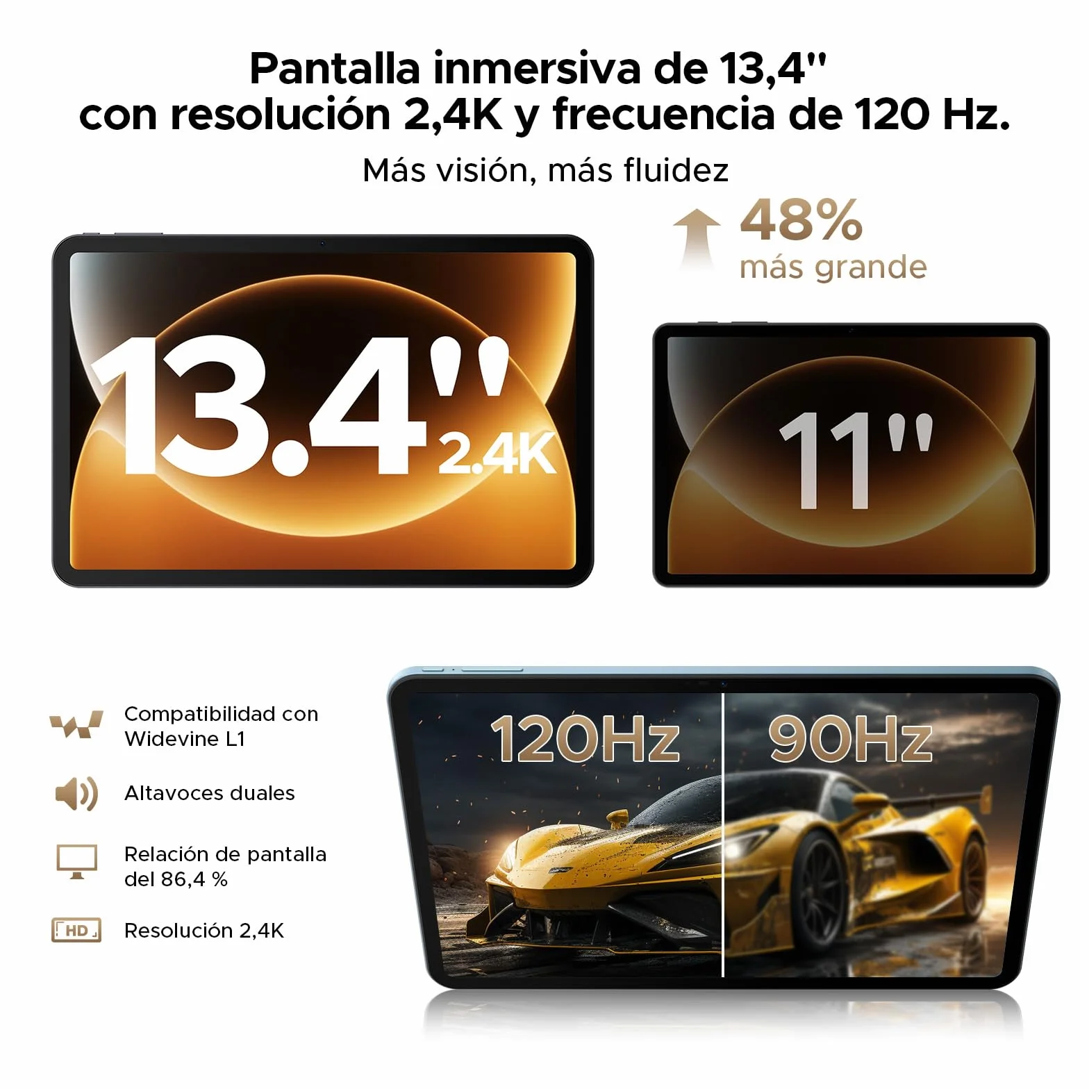 P13 Pro Tablet 13 Pulgadas 120Hz Android 16, 48GB RAM + 256GB ROM(TF 2TB), Tablet con Teclado y Lapiz, T7280 Octa-Core, 12000mAh/18W, 16MP+8MP, Gemini AI, Widevine L1, Face ID, Dual SIM 4G, Azul