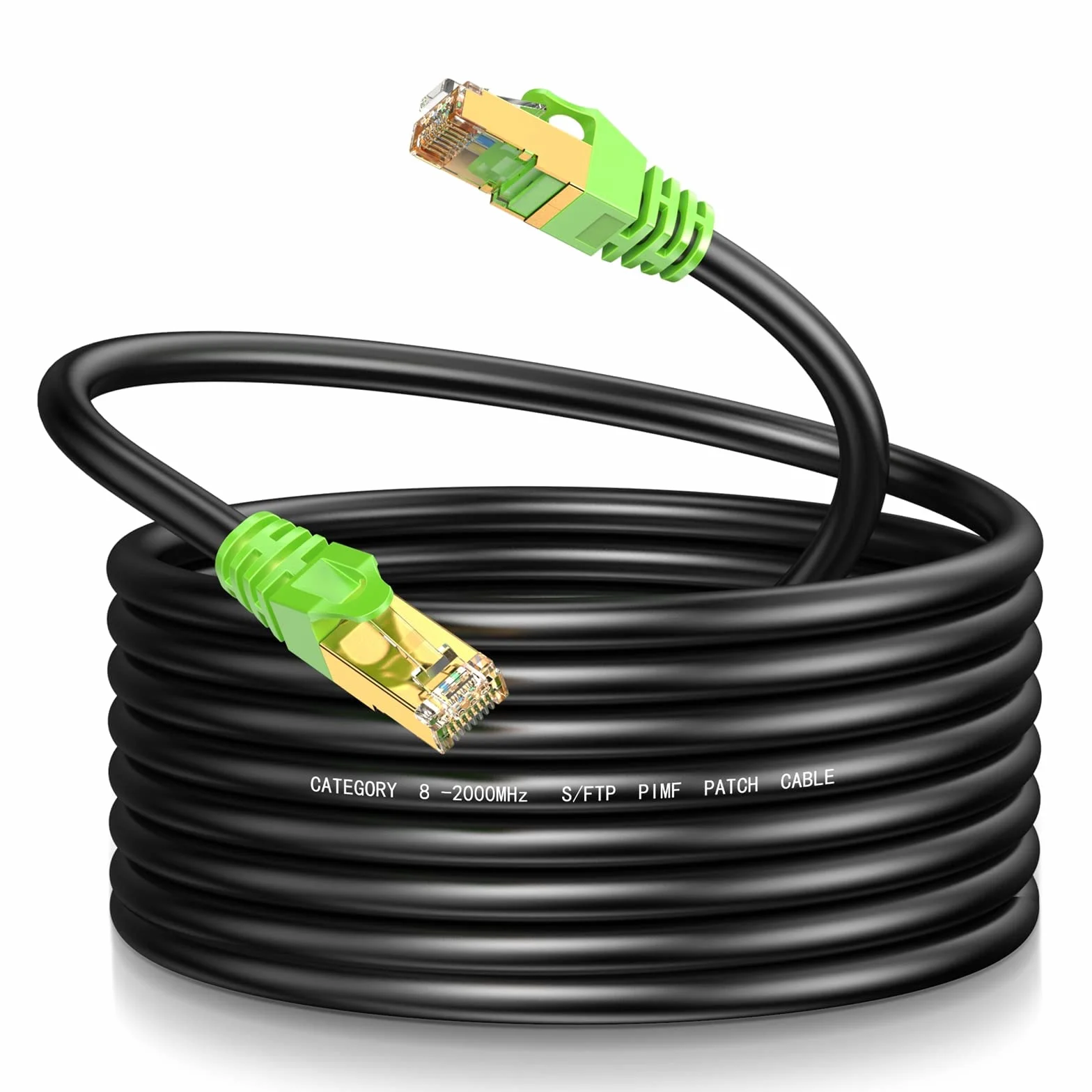Cable Ethernet 30M CAT8 Twisted Pair LAN Patch Cord High Speed Shield RJ45 40Gbps 2000MHz Cable de red de Internet de alta velocidad para uso en interiores y exteriores.