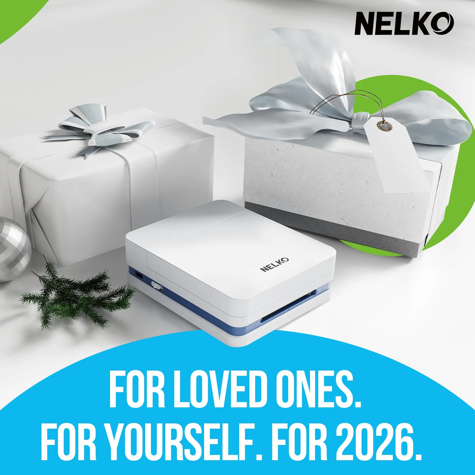 Nelko PP01 - Impresora fotográfica portátil con 100 hojas de papel y cartucho de tinta, impresión instantánea de fotos para iOS/Android, mini impresora de tamaño de bolsillo con aplicación de edición