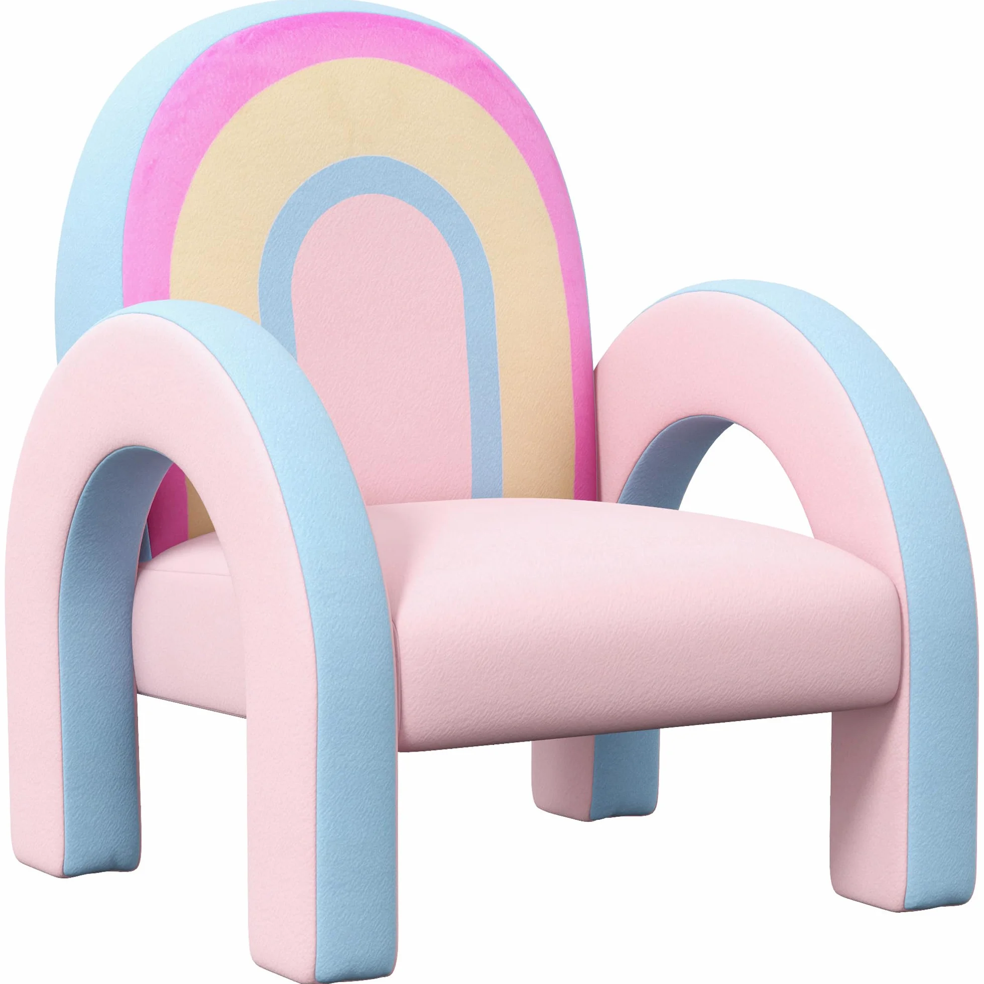 ZONEKIZ Sillón Infantil Arco Iris Mini Sofá para Niños 1,5-3 Años 45 kg 43x41x51 cm Rosa