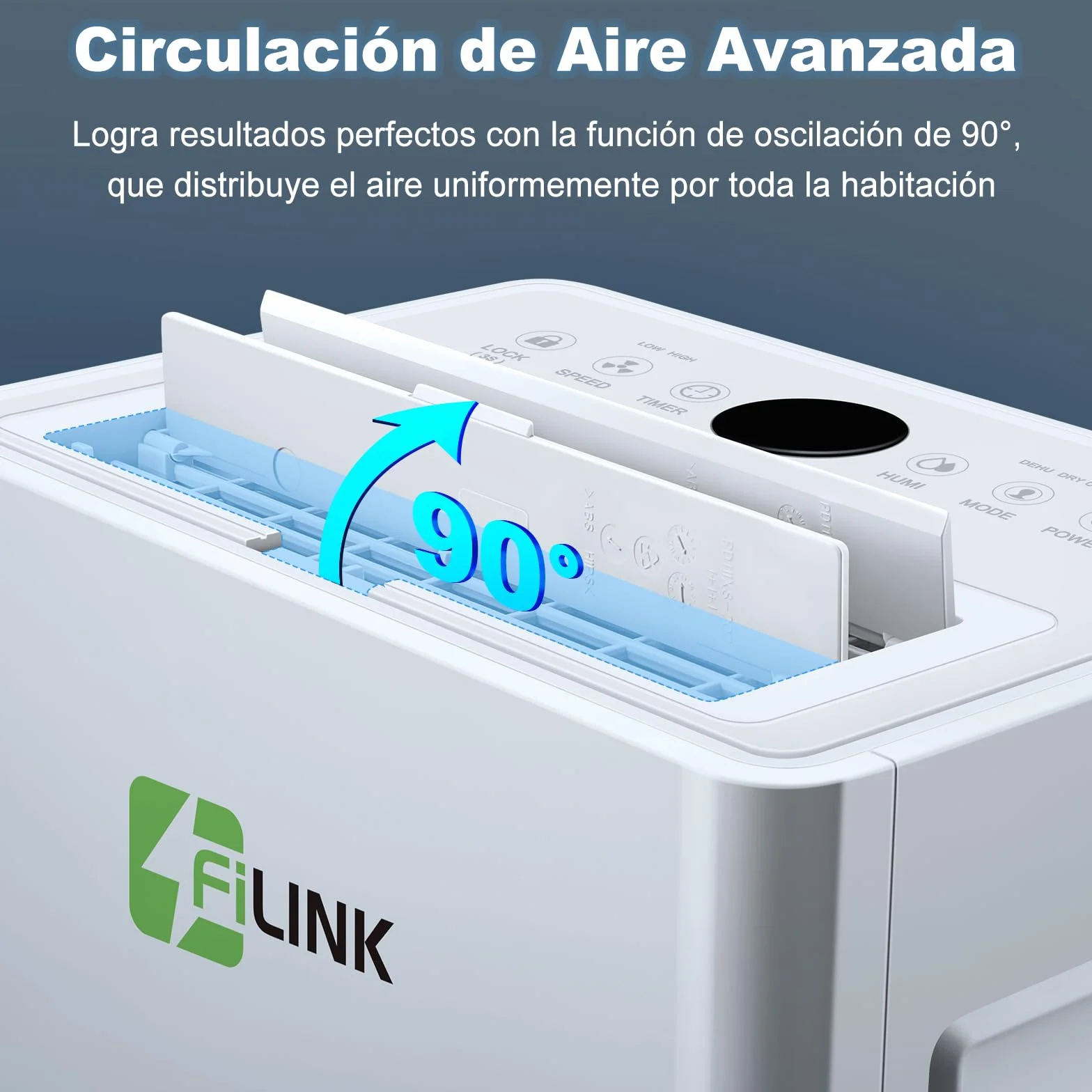 Deshumidificador 9L/Día 60m³ Silencioso Temporizador 24H Apagado Automático
