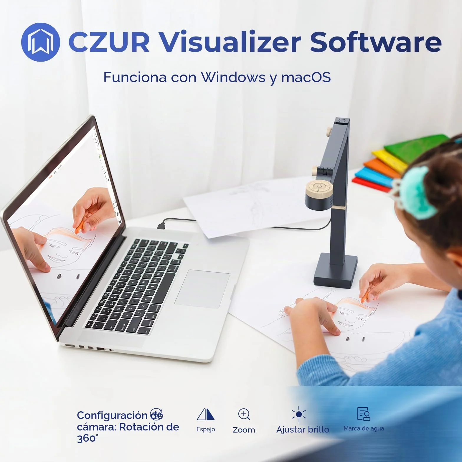CZUR Fancy S Pro Cámara de Documentos 4K USB 12MP con Luz LED, Micrófono y Enfoque Automático 60 fps