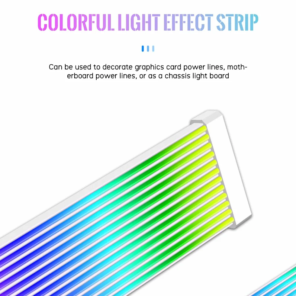 TZMRIT PC Cable Rgb, ARGB PSU Cable Cover Cable Extension, RGB Power Extension Cable Cover Kit for Motherboard and GPU PC Cable Parts Decoration (8PIN BK)