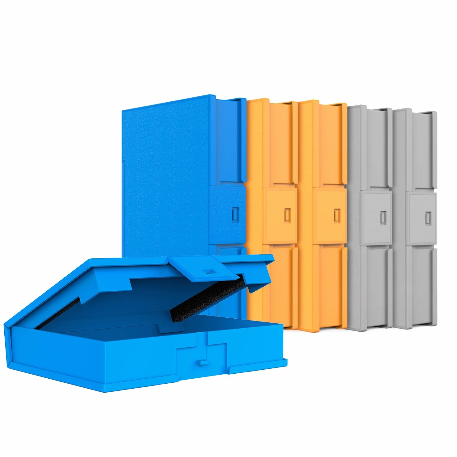 Inateck 6 Piezas 3,5 Pulgadas Funda Pro,Funda Caja de Almacenamiento para HDD Discos Duros 3,5" Anti Golpes, Anti Estática, Anti Polvo, Estuche para HDD de 3.5 Pulgadas, Naranjo/Azul/Gris
