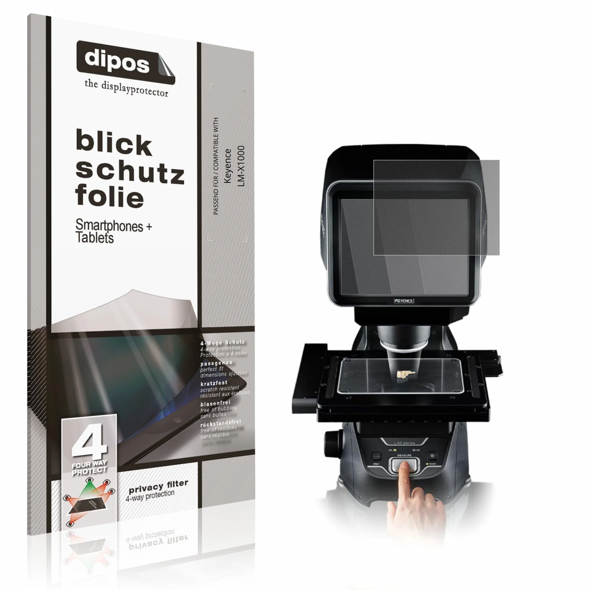 dipos Protector de Pantalla Antiespía para Keyence LM-X1000 | Película protectora mate, filtro de privacidad 4 vías, ajuste perfecto, antiarañazos, sin burbujas, autoadhesivo