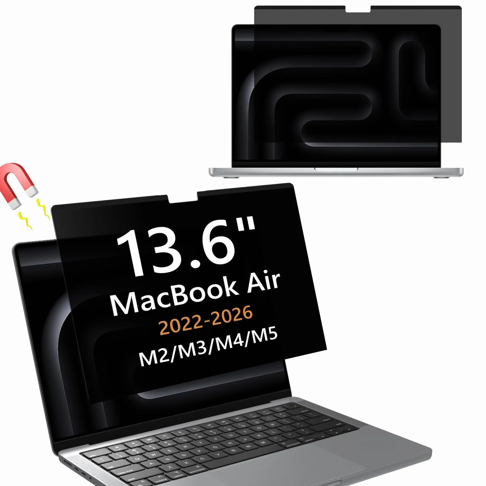 Magnético Filtro de Privacidad para MacBook Air 13,6 Pulgadas (2022-2026, M5/M4/M3/M2), Anti Luz Azul, Antirreflectante, Extraíble Filtros de Pantalla para Ordenador portáti para Mac 13,6”