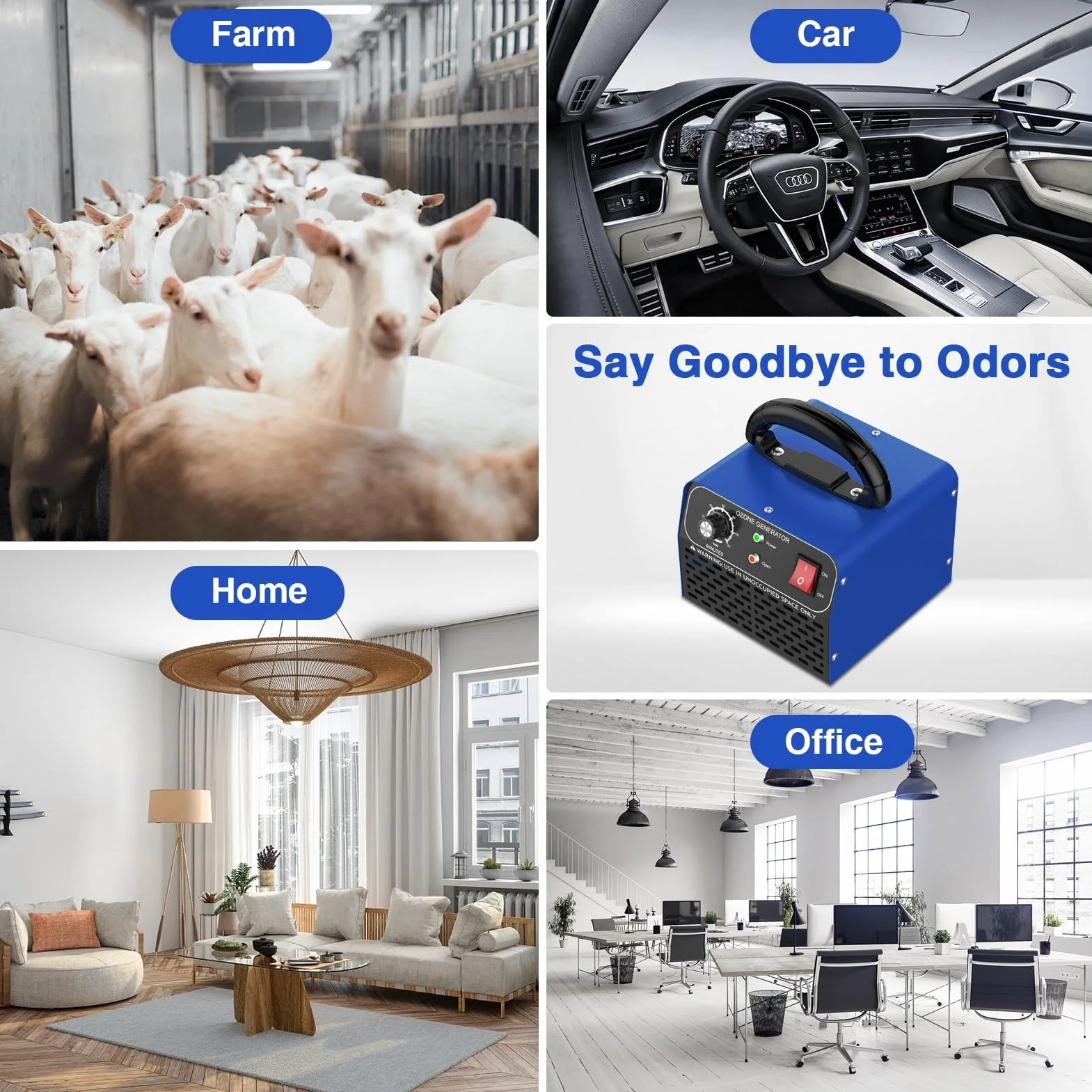 JOBYNA Generador de Ozono 30,000mg/h O3 Purificador de Aire Industrial con Temporizador