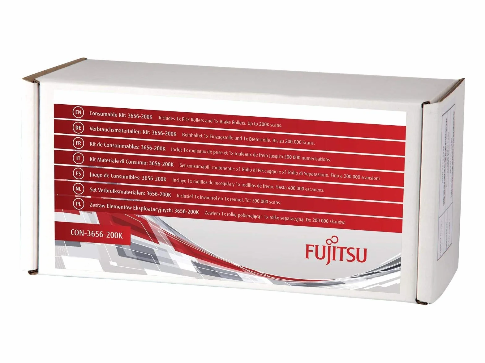 Fujitsu Kit de consumibles/PFU: 3656-200K para iX500. Incluye 1 Rodillo de Recogida y 1 Rodillo de Freno. Vida Estimada: hasta 200 K escaneados.