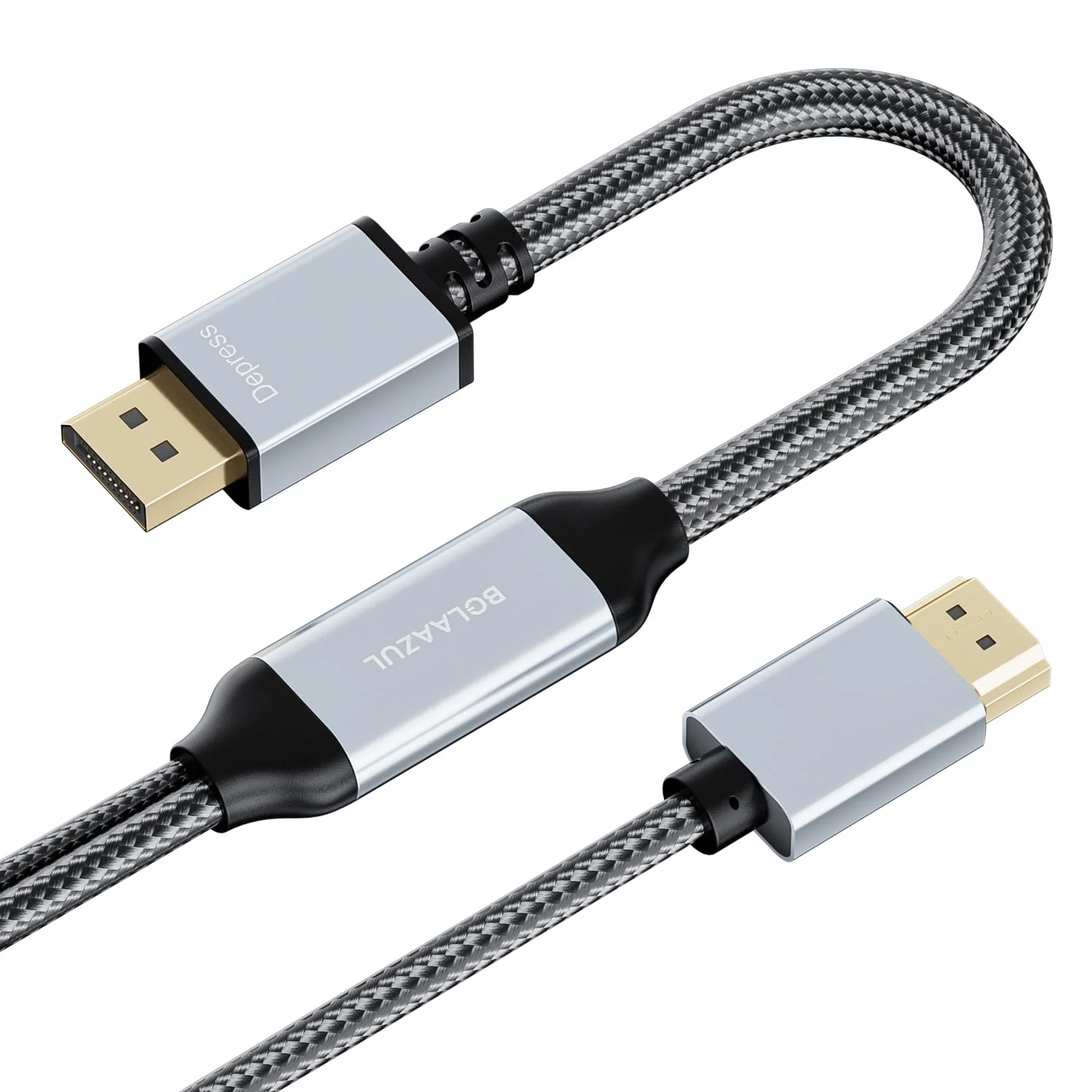 BolAAzuL Cable HDMI 2.0 a DisplayPort para Xbox Series X, PS5, PS4 Pro, 4K 60Hz Active HDMI Male in to DP 1.2 out Converter Adapter Wire (Trenzado + pestillo) con alimentación USB